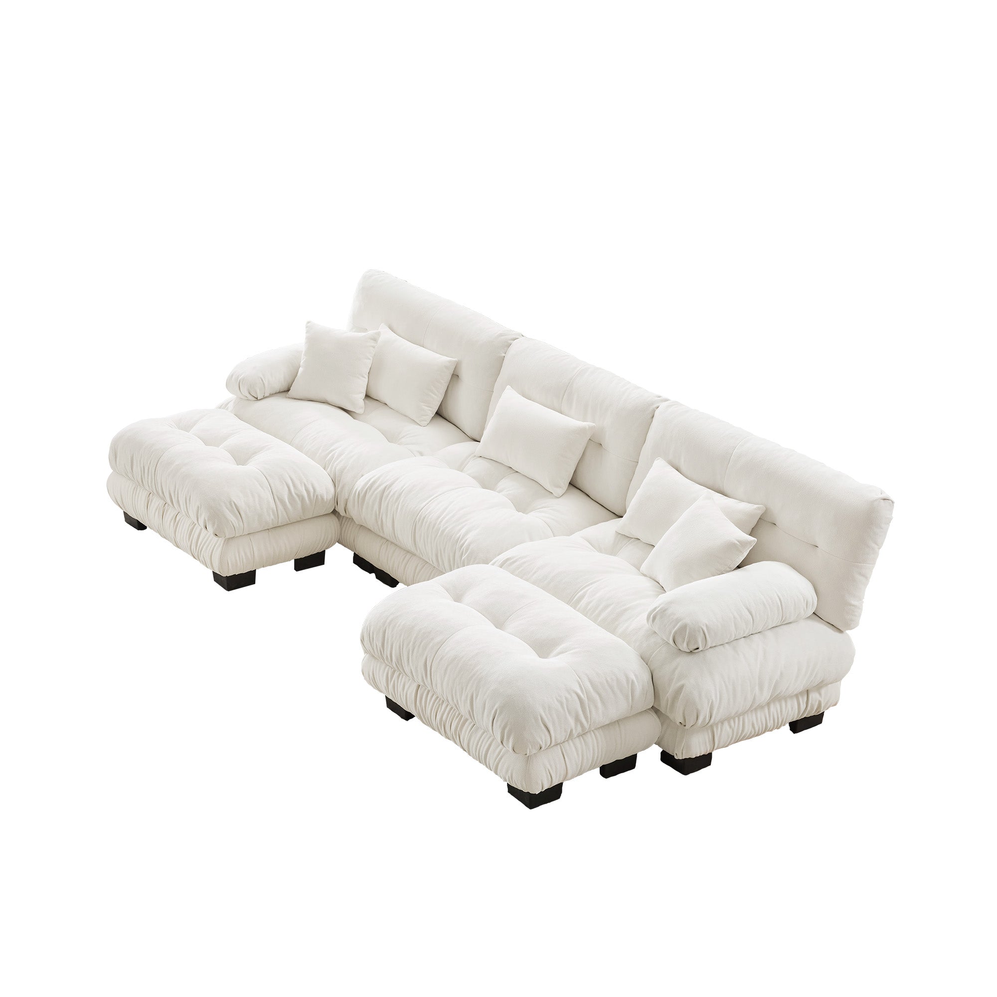 Monterey 134" Modular Chenille U-Shaped Cloud Sectional Sofa with 2 Ottomans