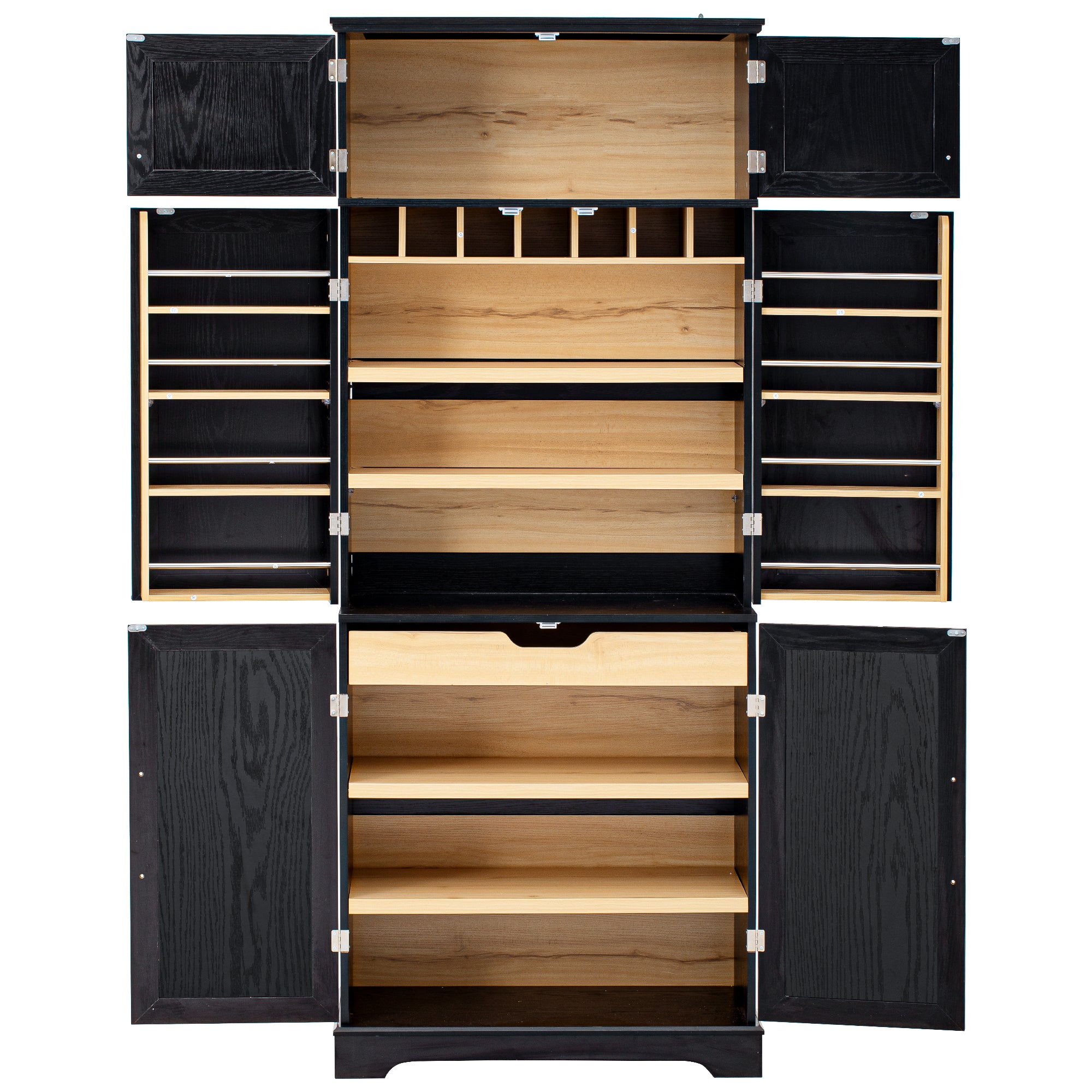 Bristol 78.2" Farmhouse Ash-Black Kitchen Pantry Cabinet with Adjustable Shelves