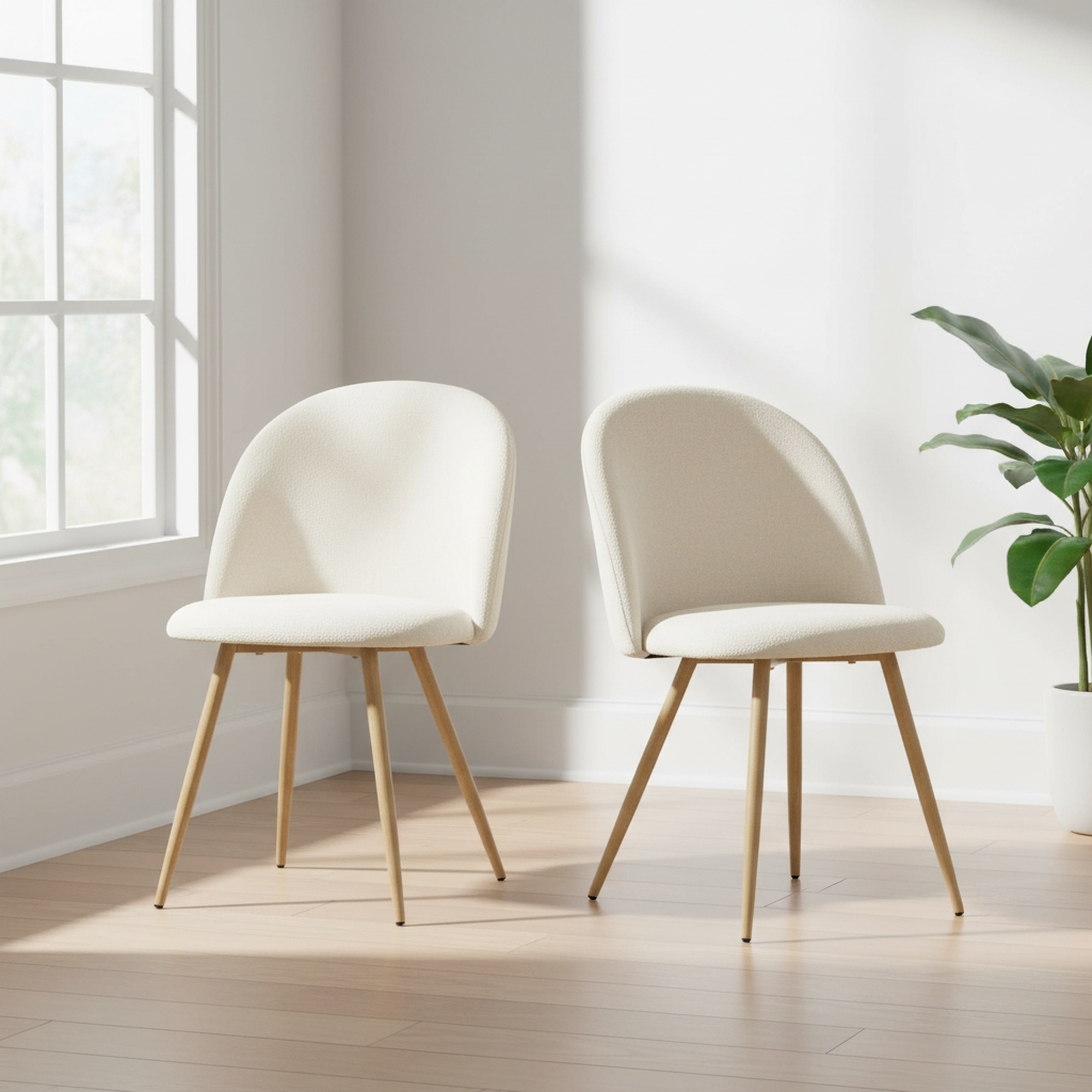 PUZ Modern Fabric Upholstered Dining Chairs with Metal Legs Set of 2 / 4