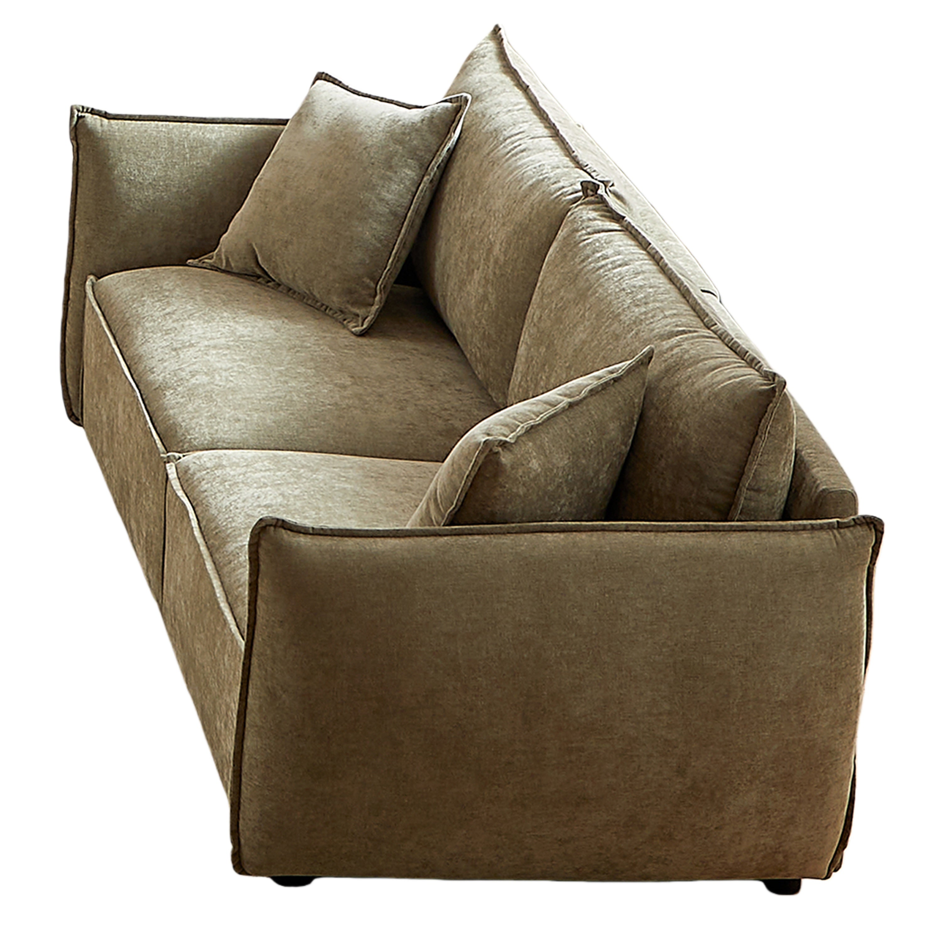 Phoenix 88" 3-Seater Linen Fabric Sofa, Light Green