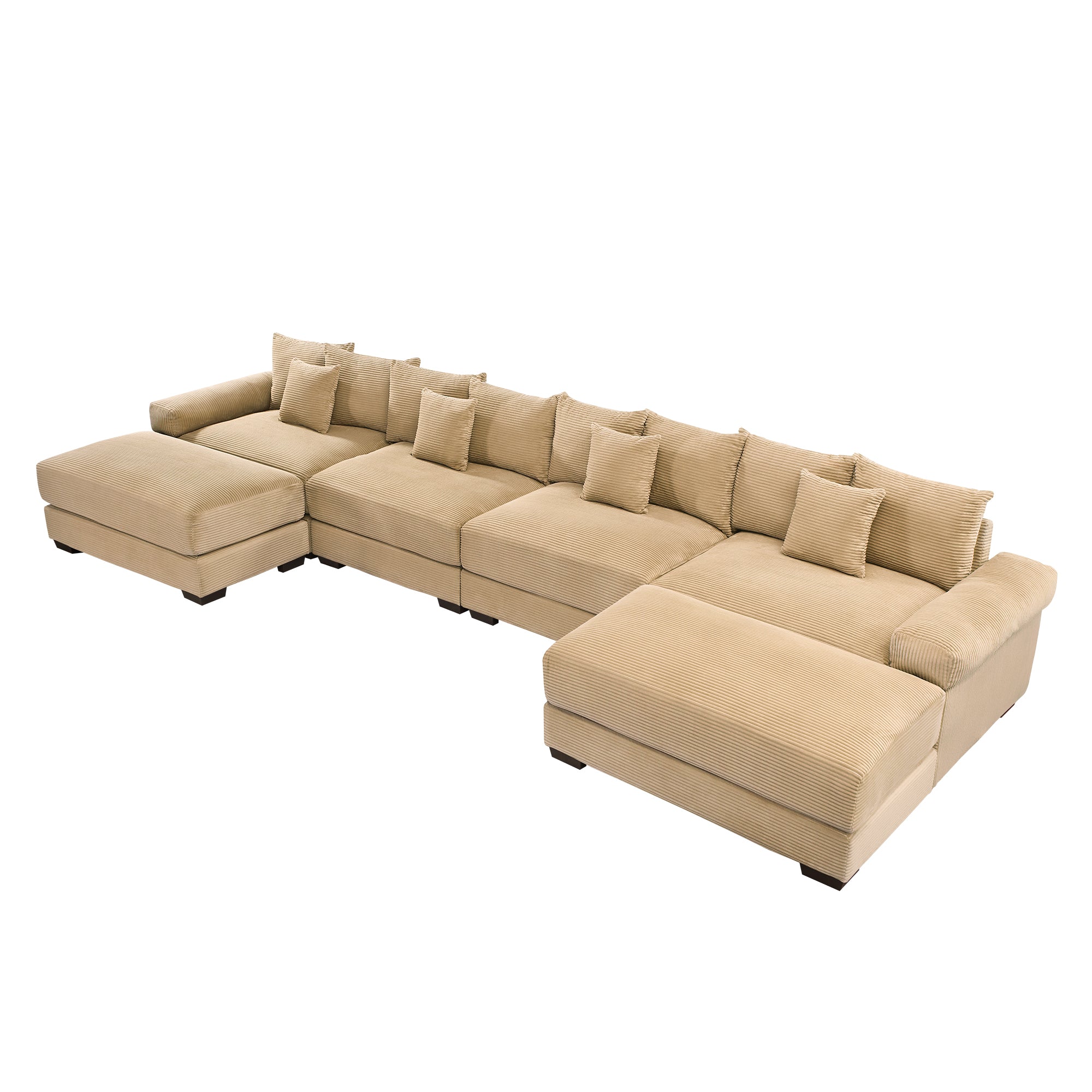Albany 168" Modular Corduroy Cloud U-Shaped Sectional Sofa with Ottomans