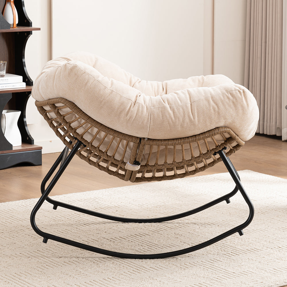 Mesa Chenille Upholstered Rocking Chair, Beige