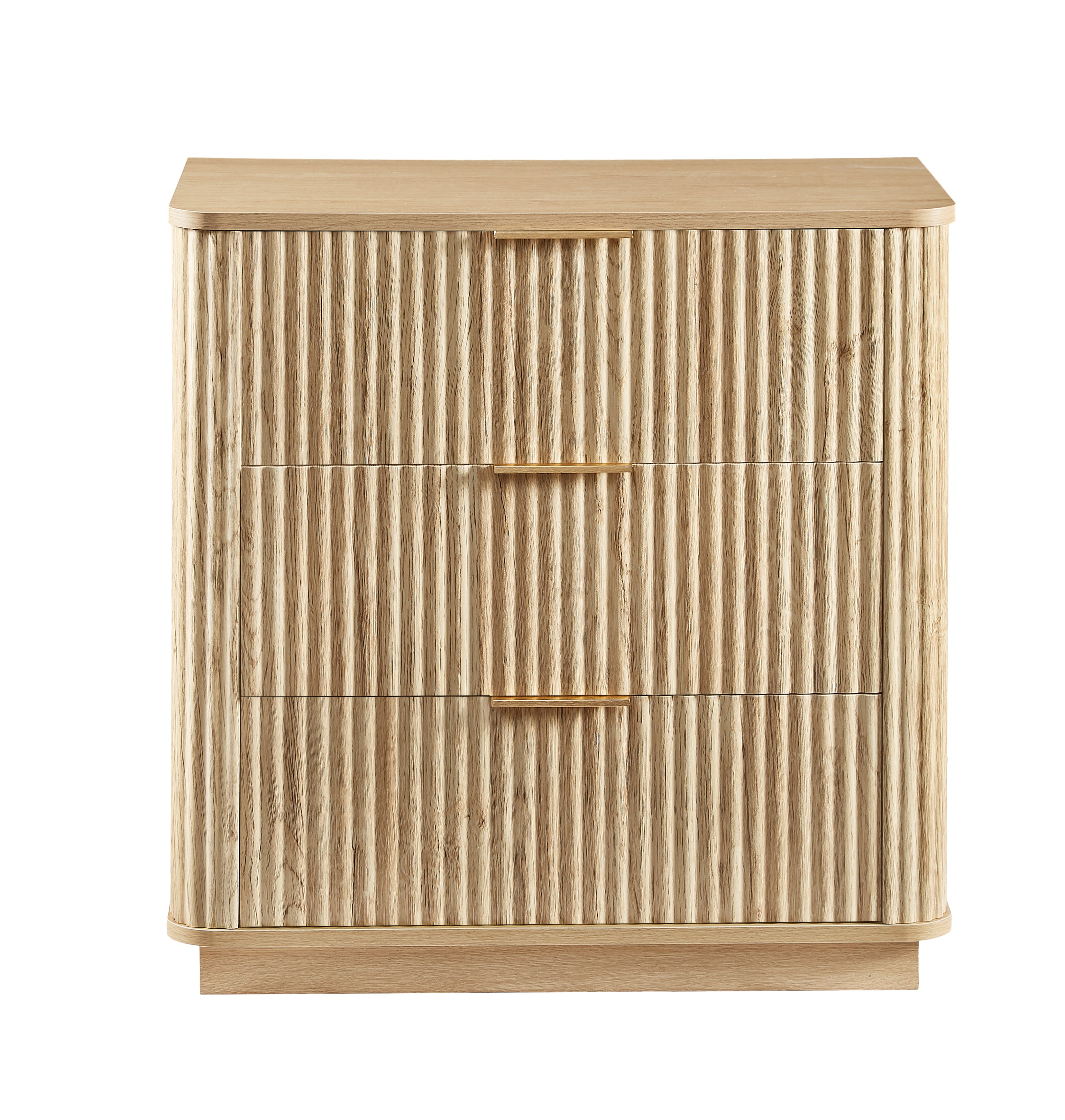 Roros 3 Drawers Wood Nightstand