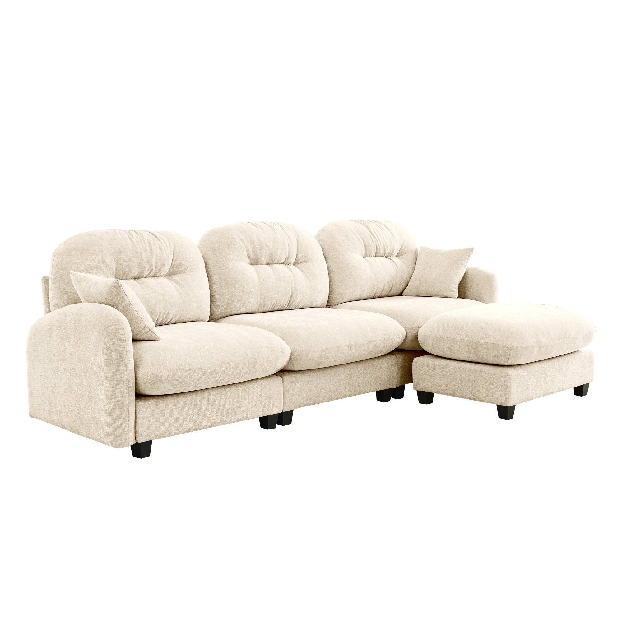 Roselyn 107" Modular Chenille Cloud L-Shaped Sectional Sofa with Ottoman