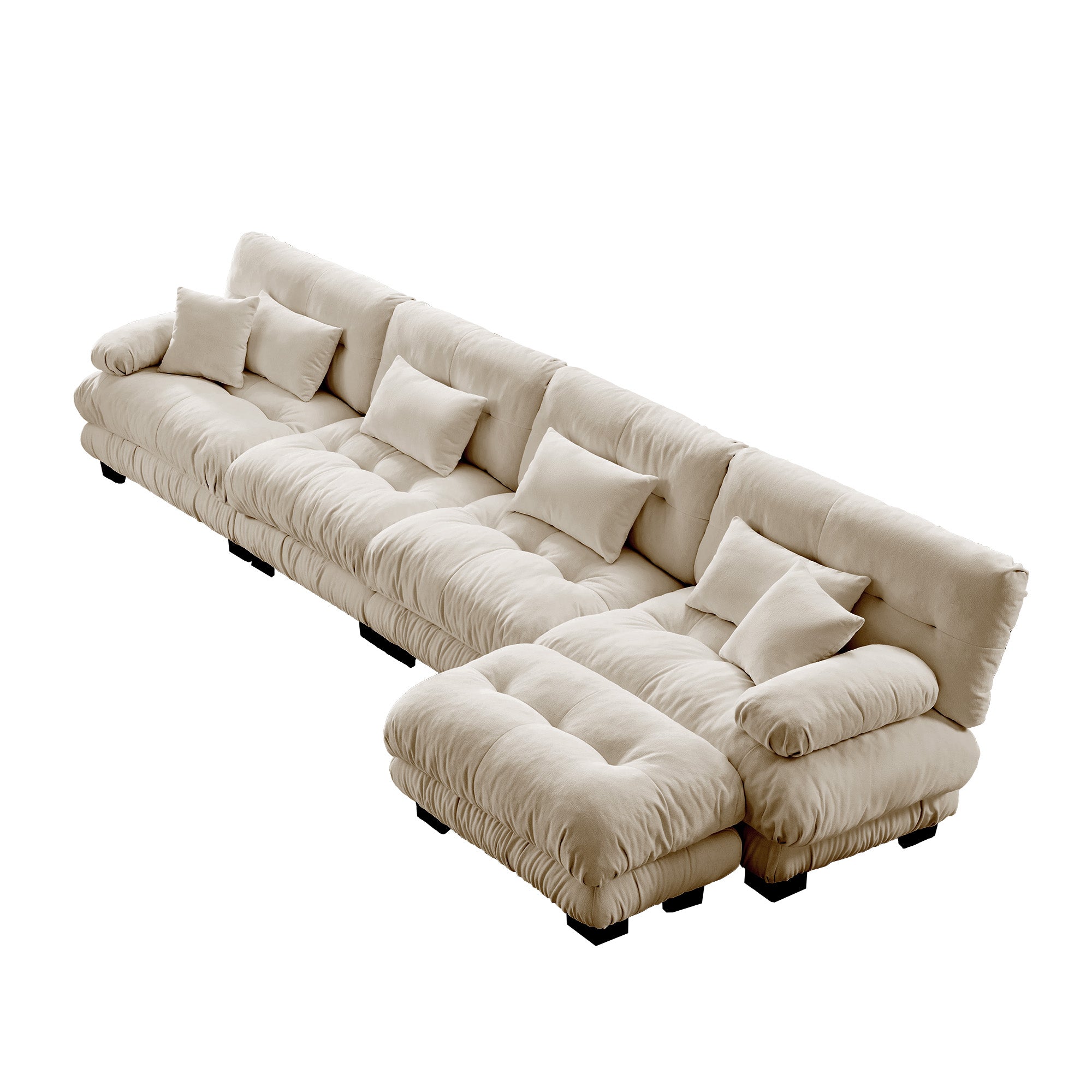 Monterey 173" Oversized Modular Chenille L-Shaped Cloud Sectional Sofa with Ottoman