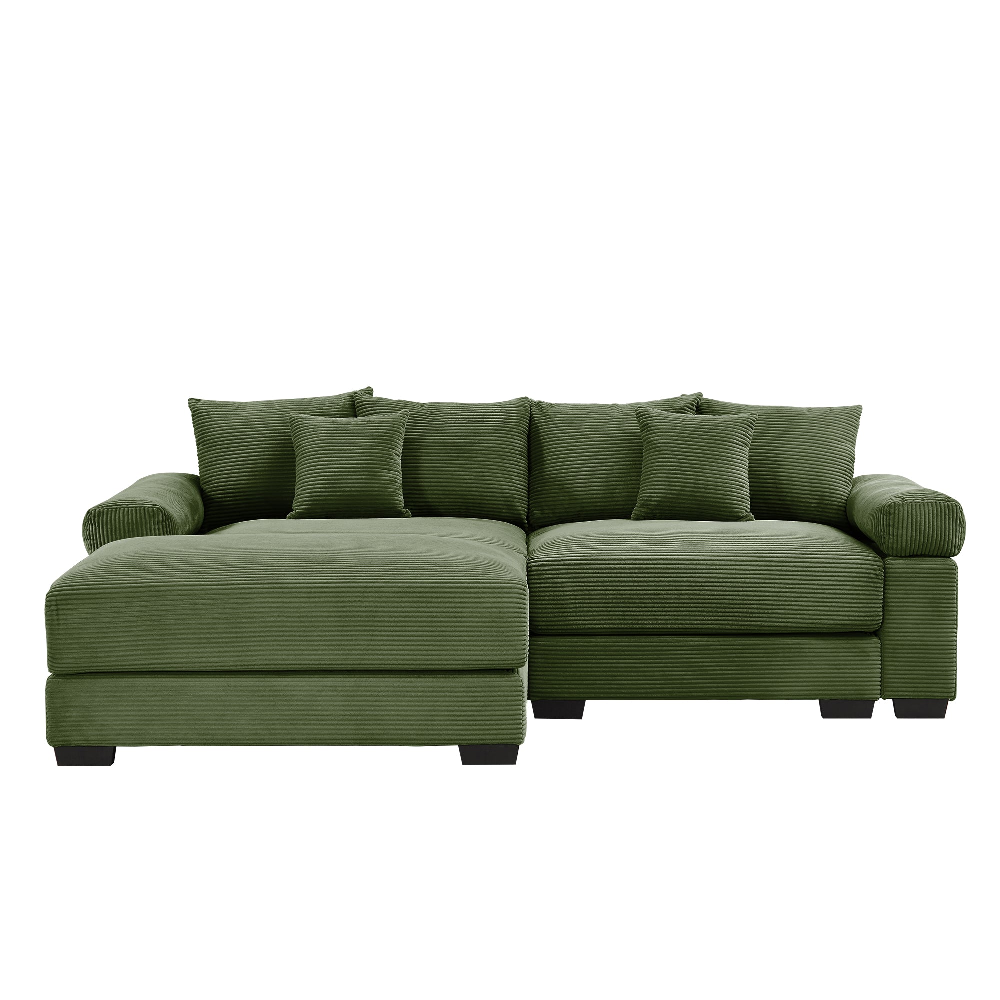 Albany 92" Modular Corduroy Cloud L-Shaped Sectional Sofa with Ottoman