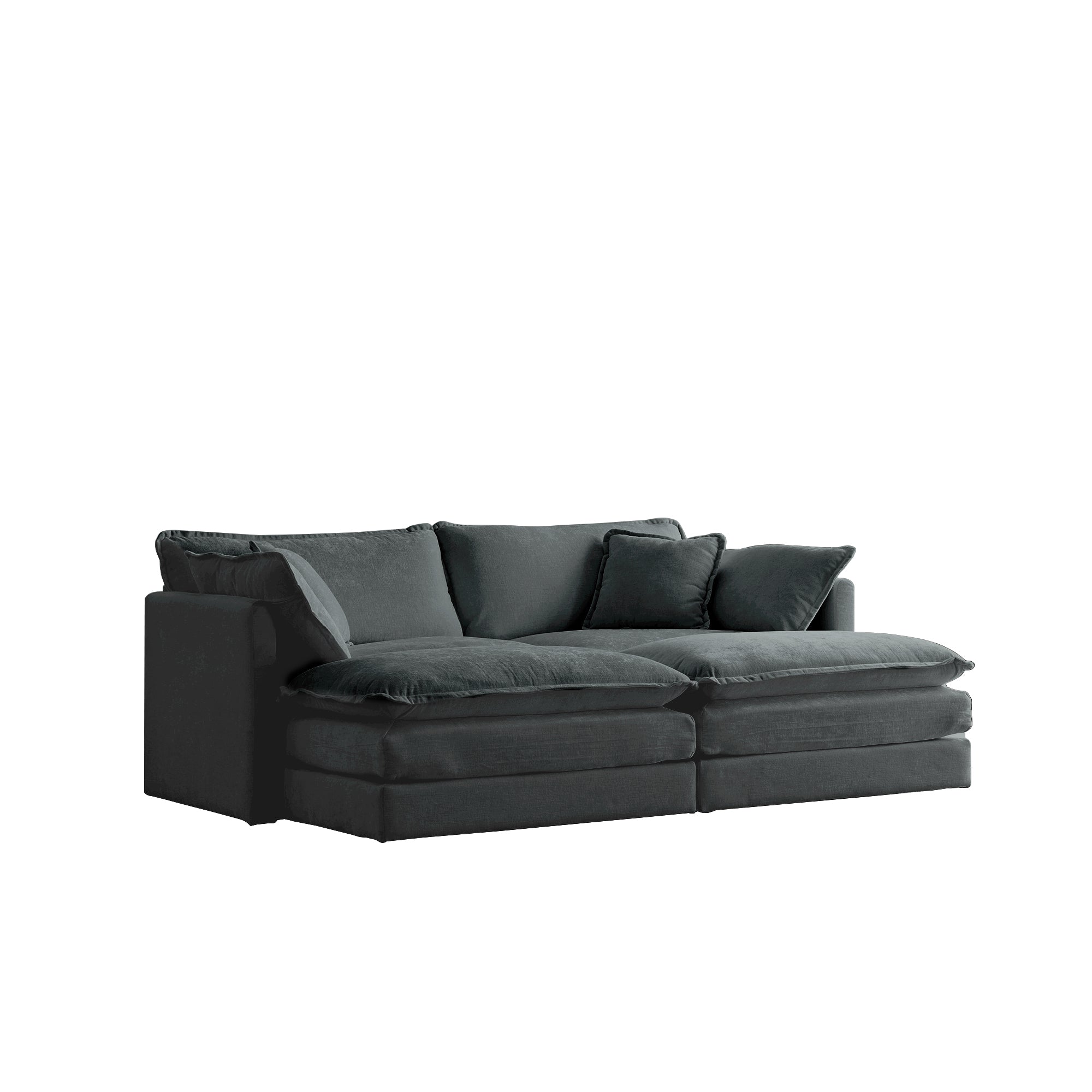 Fremont 77" 4-Piece Modular Chenille Upholstered Sectional Sofa with Ottomans
