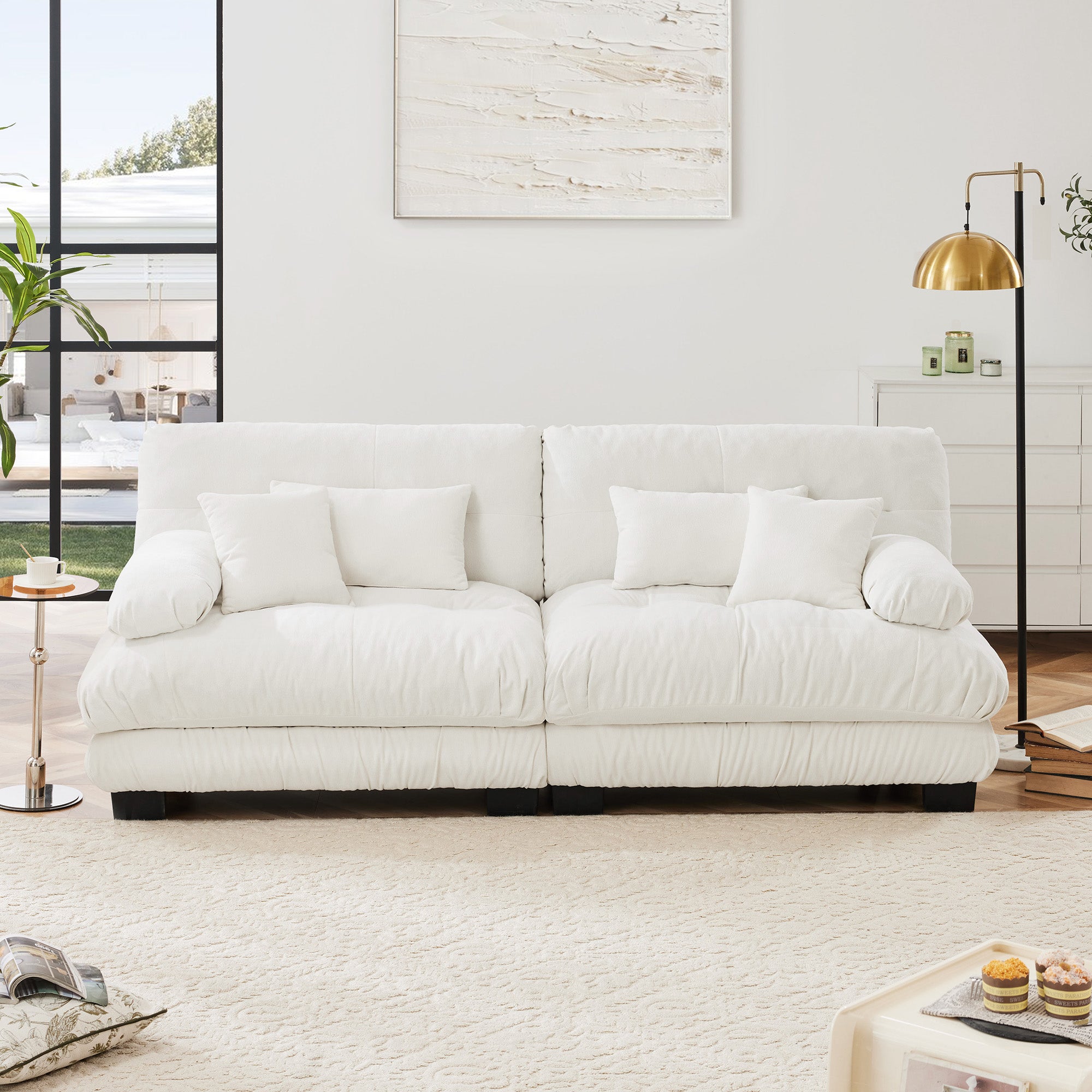 Monterey 94" 4-Seater Modular Cloud Sofa with Bolstered Armrests and Pillows