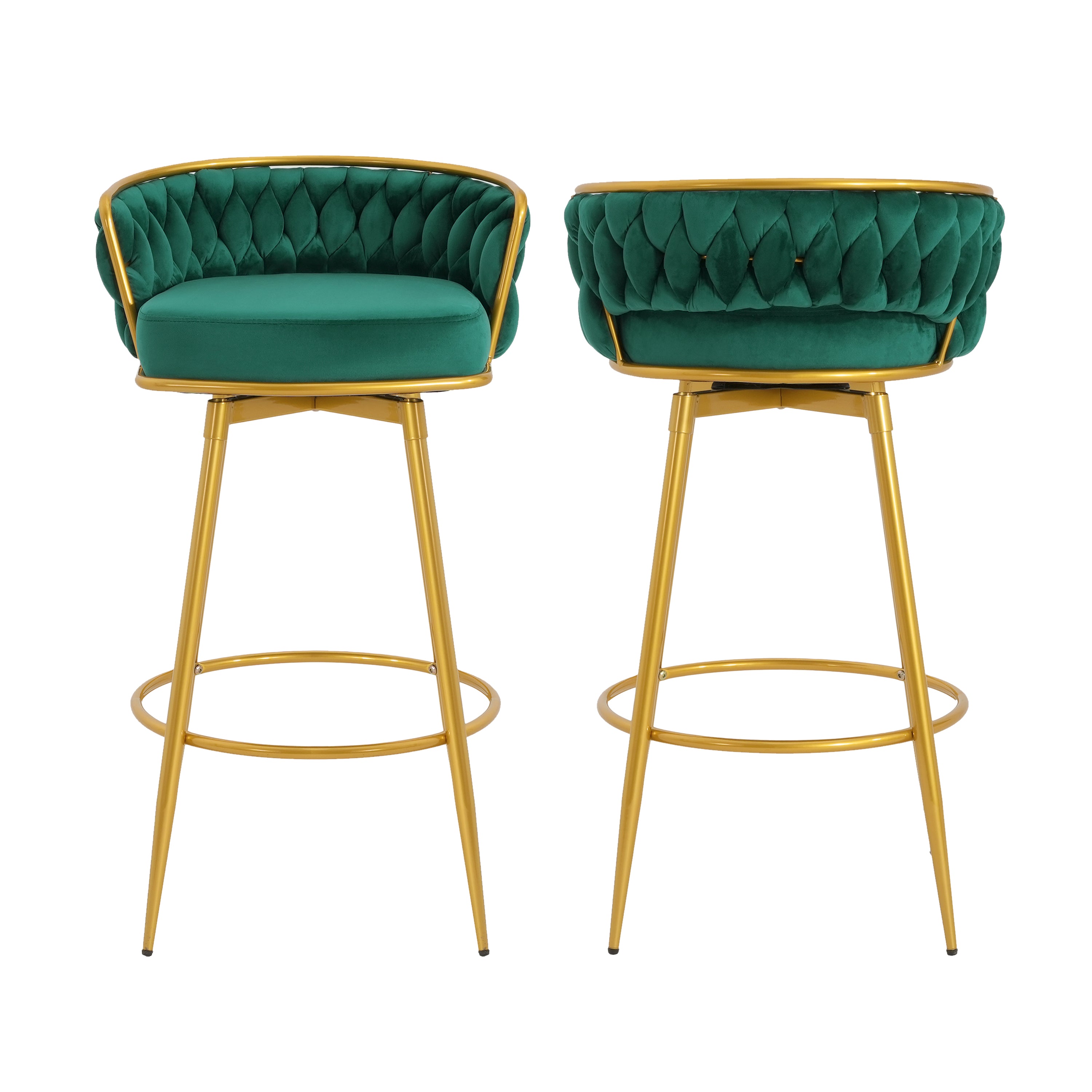 Aurea 31.5" Modern Swivel Counter Height Bar Stools Set of 2 with Gold Metal Legs
