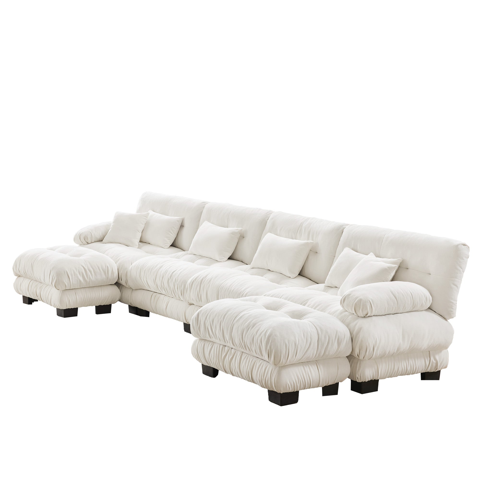 Monterey 173" Oversized Modular Chenille U-Shaped Cloud Sectional Sofa with 2 Ottomans