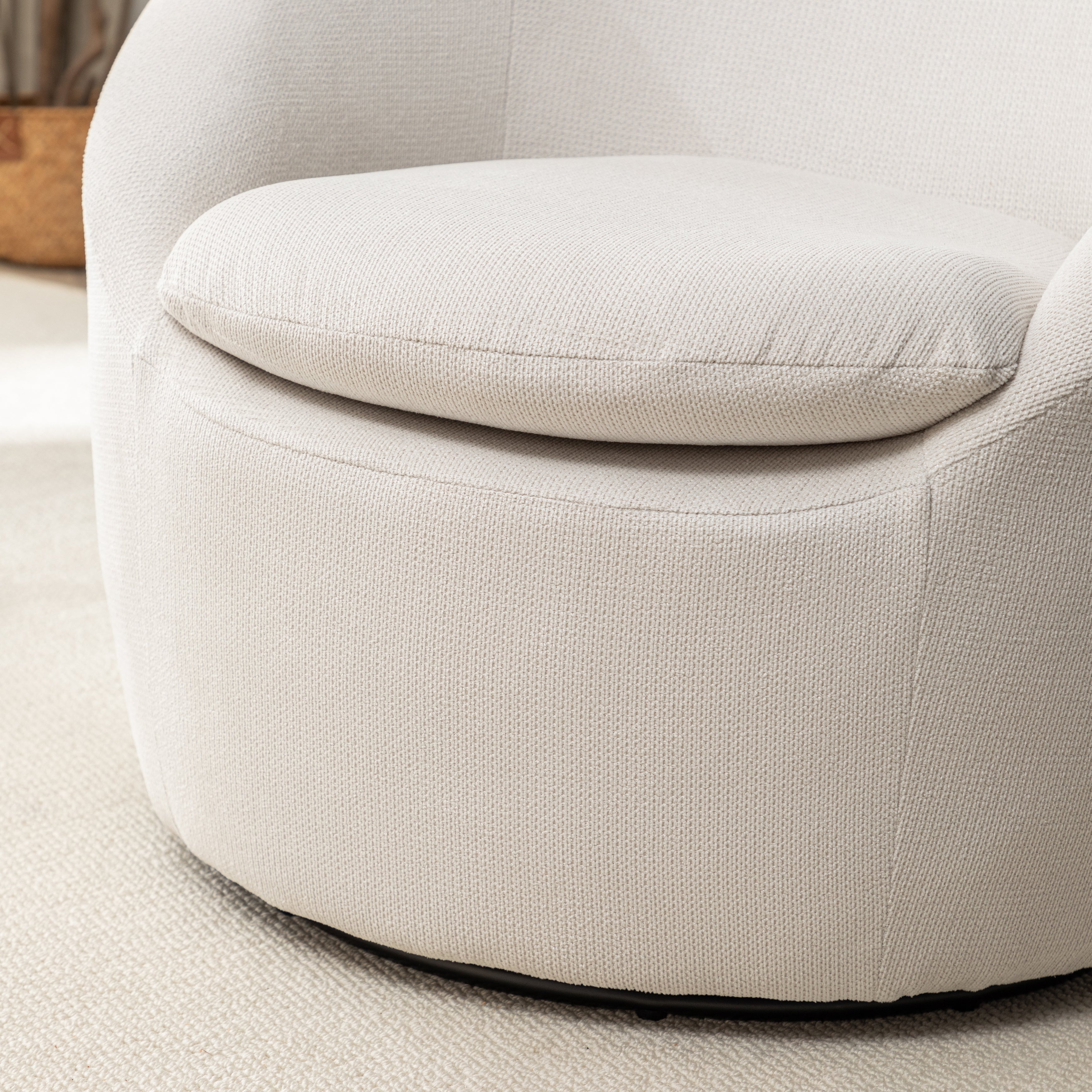 Homy Casa Eloa 29.5" Modern Beige Teddy Fabric Swivel Barrel Chair