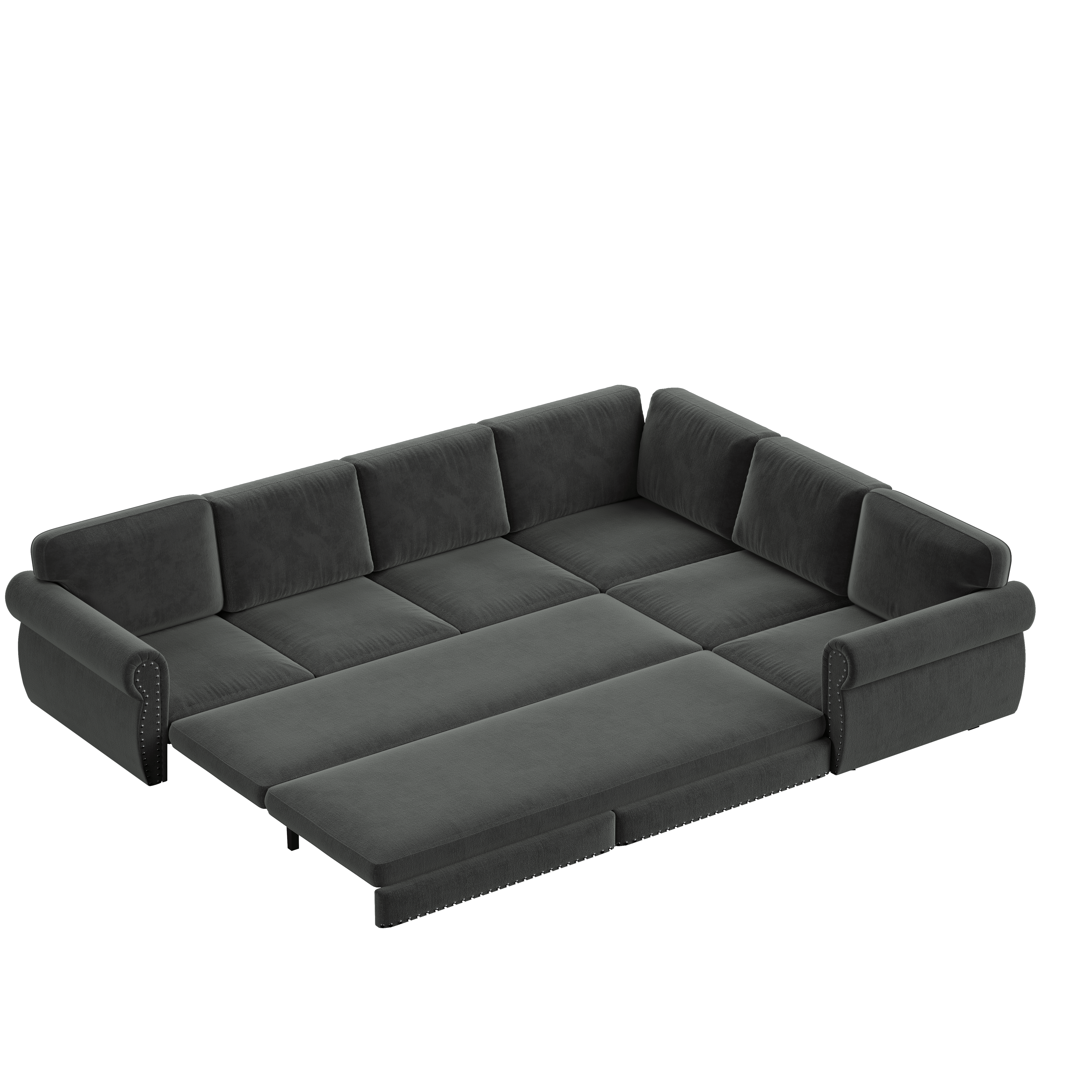 Buffalo 118" Chenille L-Shaped Sectional Sleeper Sofa