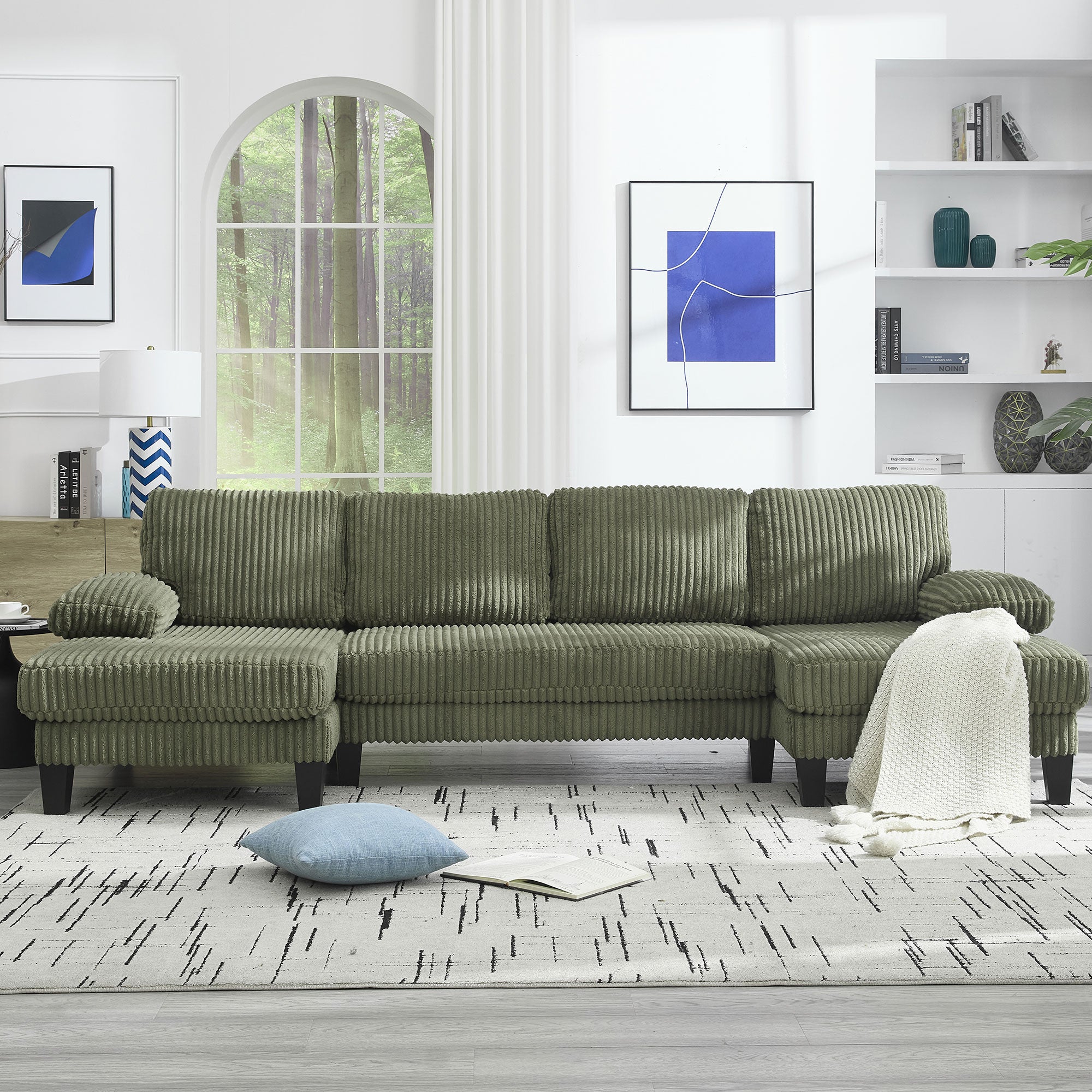 Spokane 114" U-Shaped 4 Seater Sectional Sofa with Double Chaise