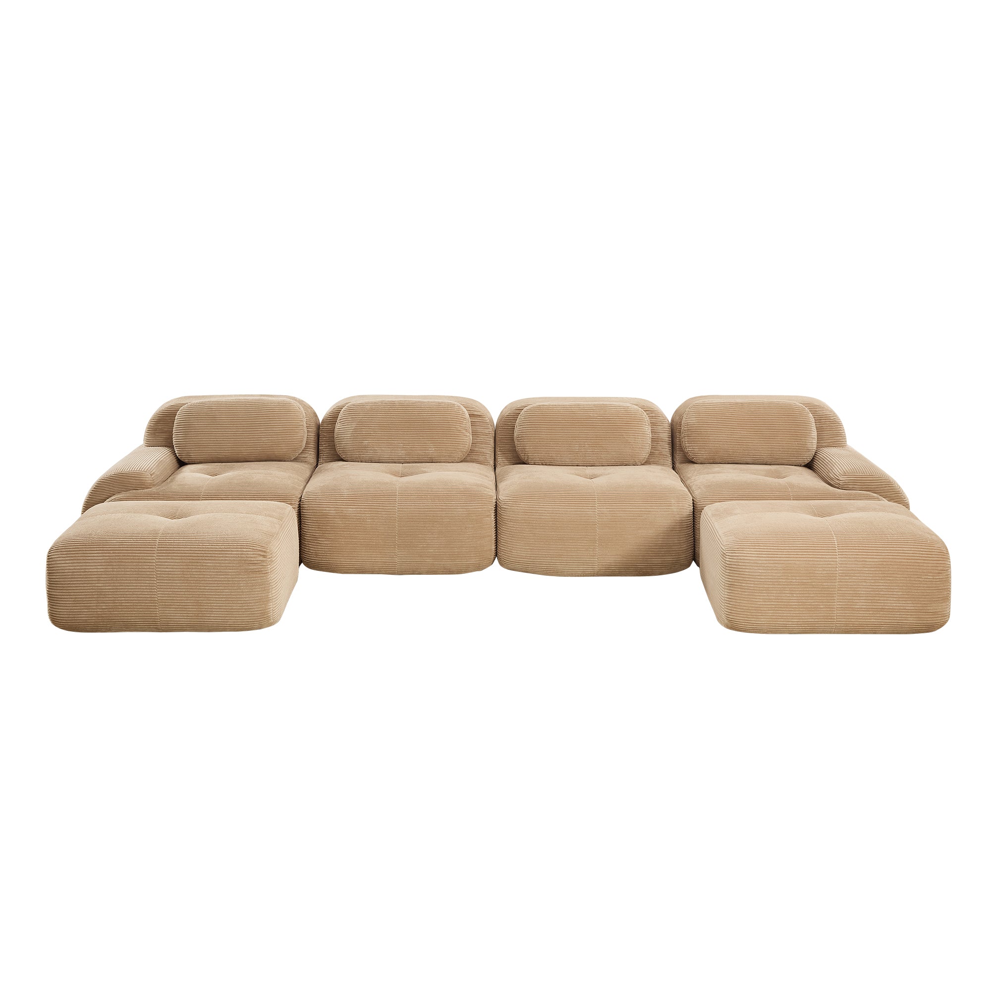 Anchorage 152" Modular Corduroy U-Shaped Sectional Sofa with Extra-Wide Armrests