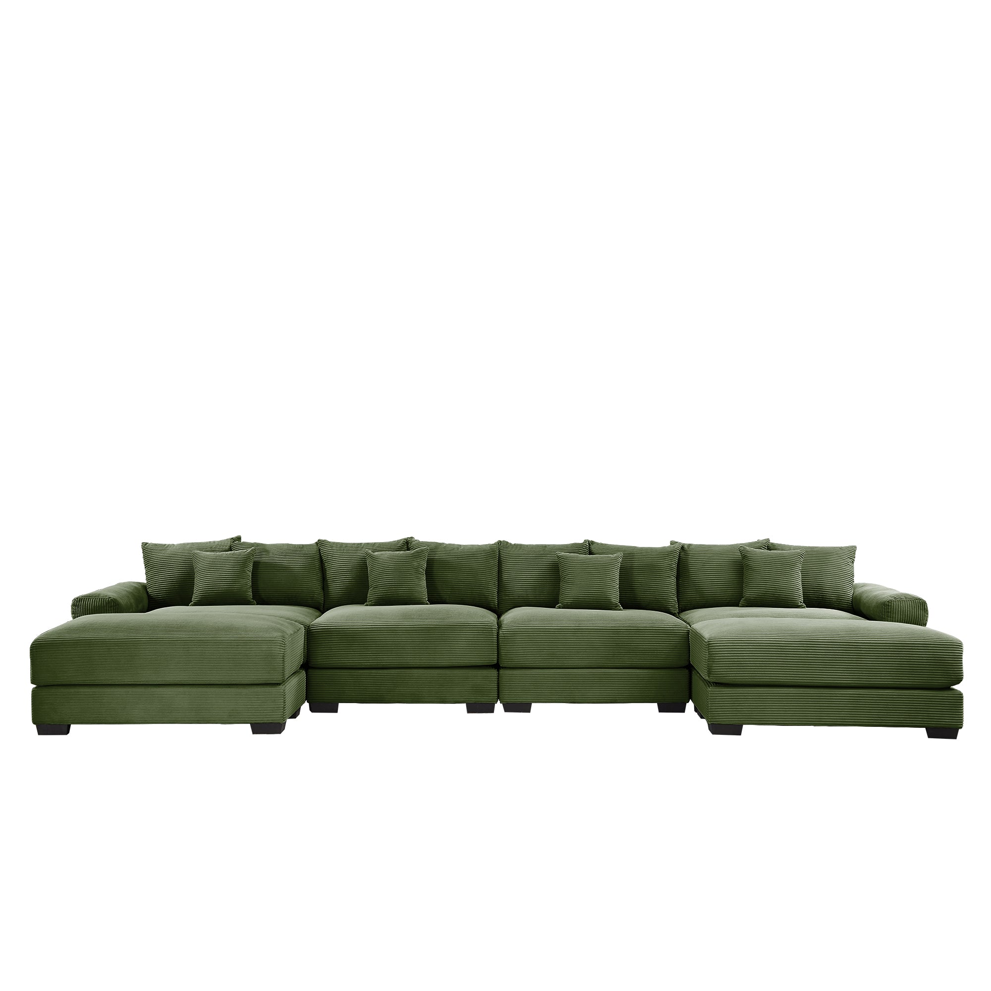 Albany 168" Modular Corduroy Cloud U-Shaped Sectional Sofa with Ottomans