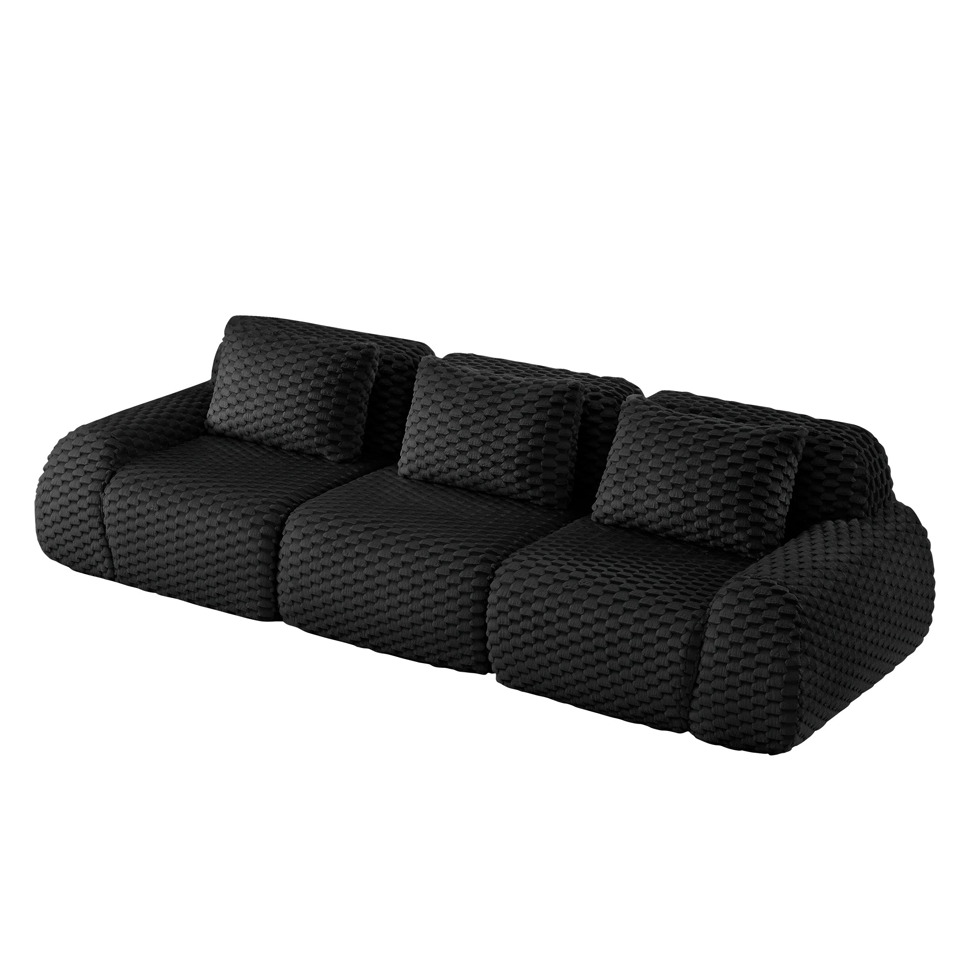 Olathe 114" Modular Flannelette Fabric 3-Seater Sofa with Deep Seat