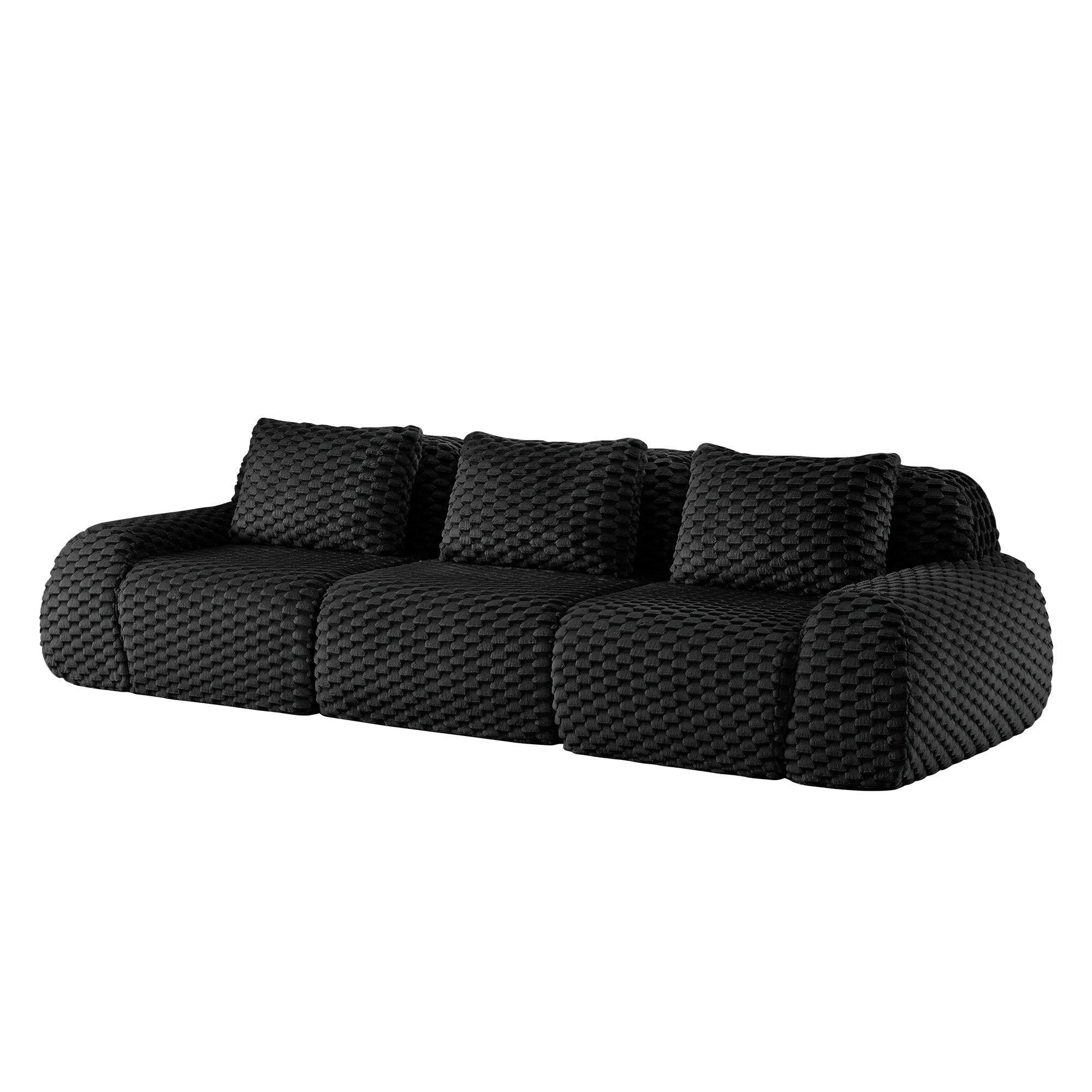 Olathe 114" Modular Flannelette Fabric 3-Seater Sofa with Deep Seat