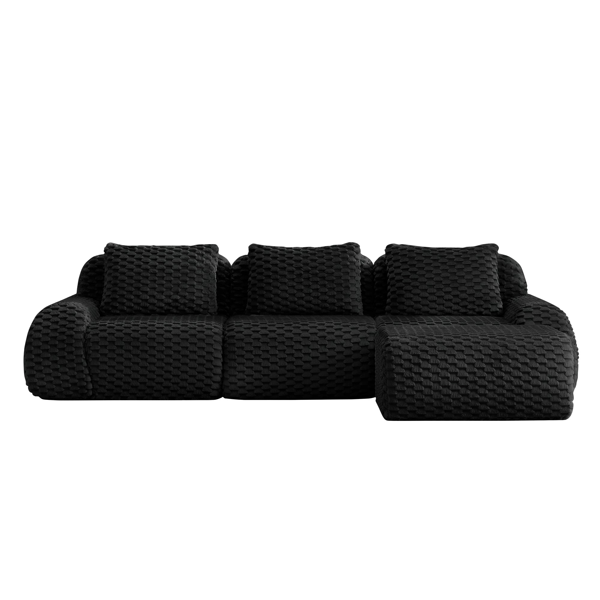 Olathe 114" Modular Flannelette Fabric L-Shaped Sectional Sofa with Movable Ottoman