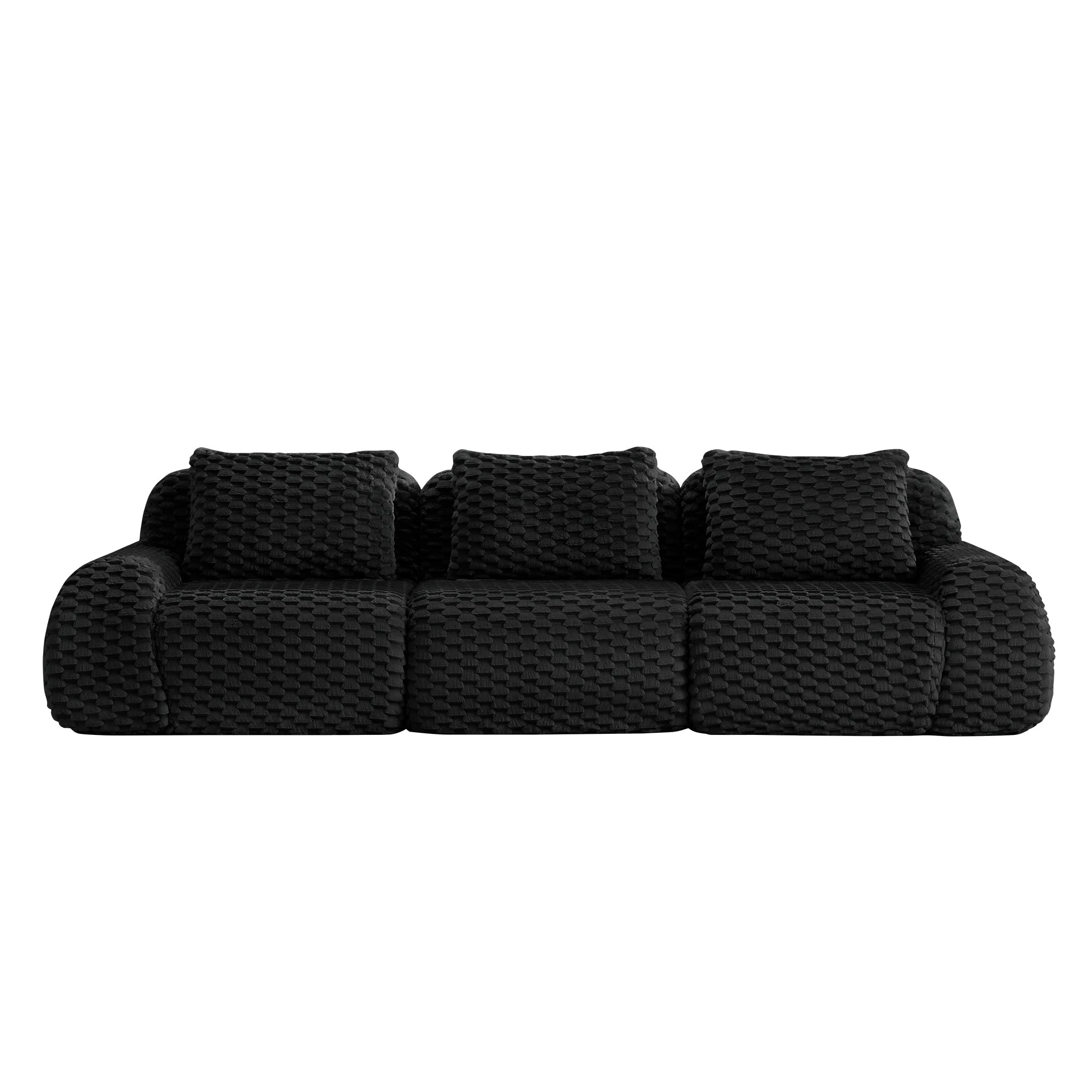 Olathe 114" Modular Flannelette Fabric 3-Seater Sofa with Deep Seat