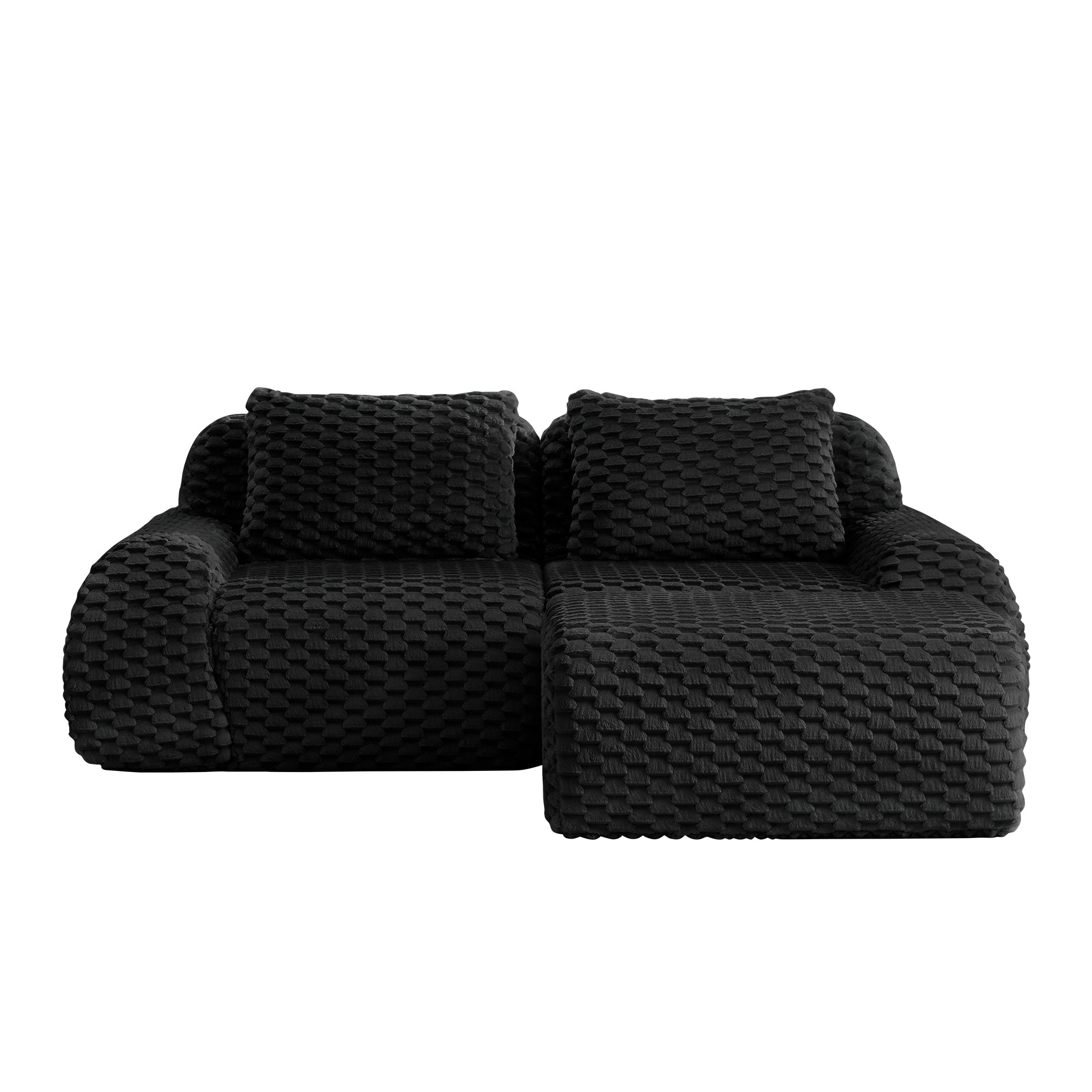 Olathe 82" Modular Flannelette Fabric L-Shaped Sectional Sofa with Movable Ottoman