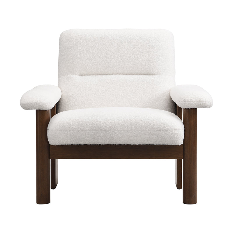 Accent Chair set with Ottoman in White/Wood