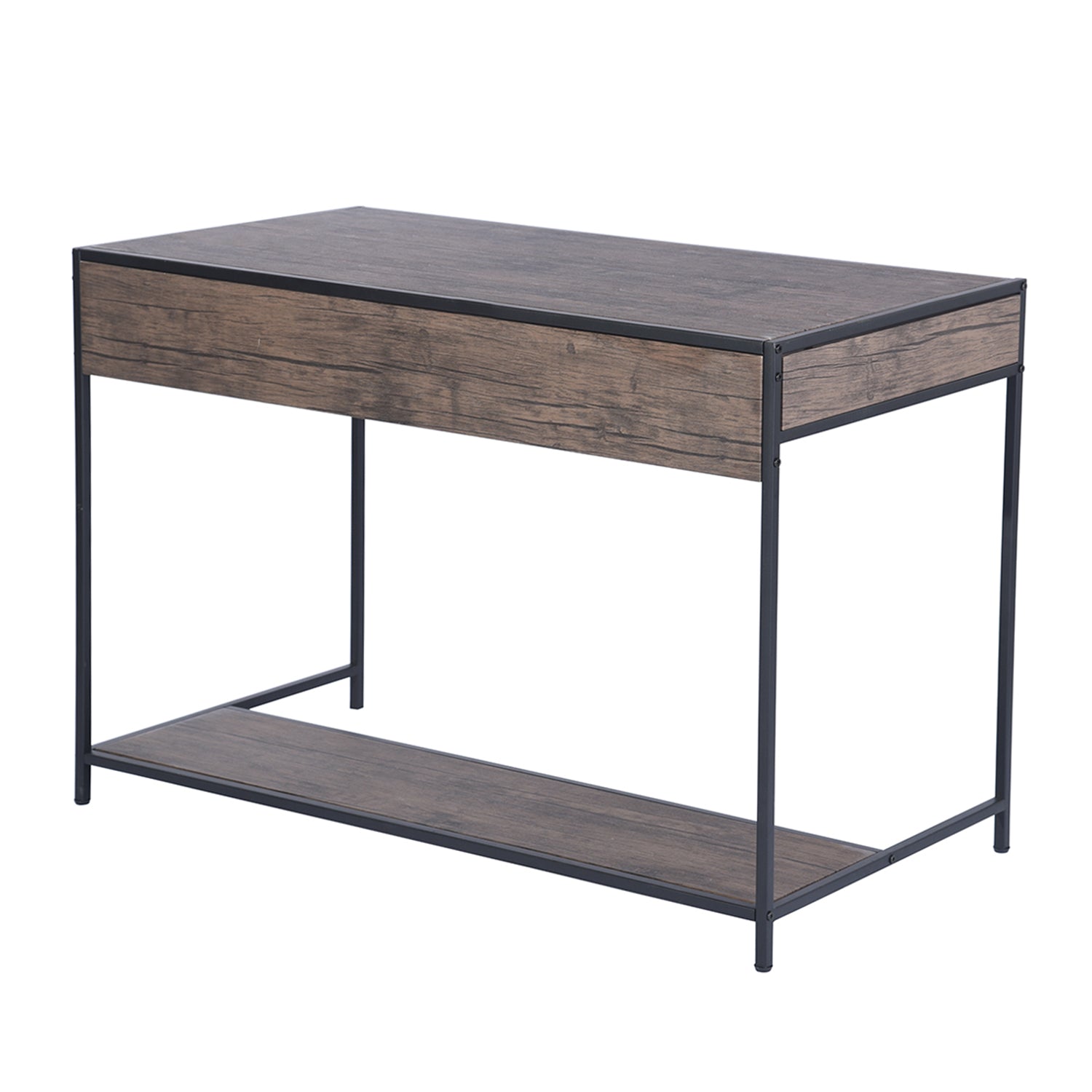 Homy Casa BLACKBURN 43.3” Industrial Desk with Drawer Computer Table Storage Shelf Vintage Brown Open Box