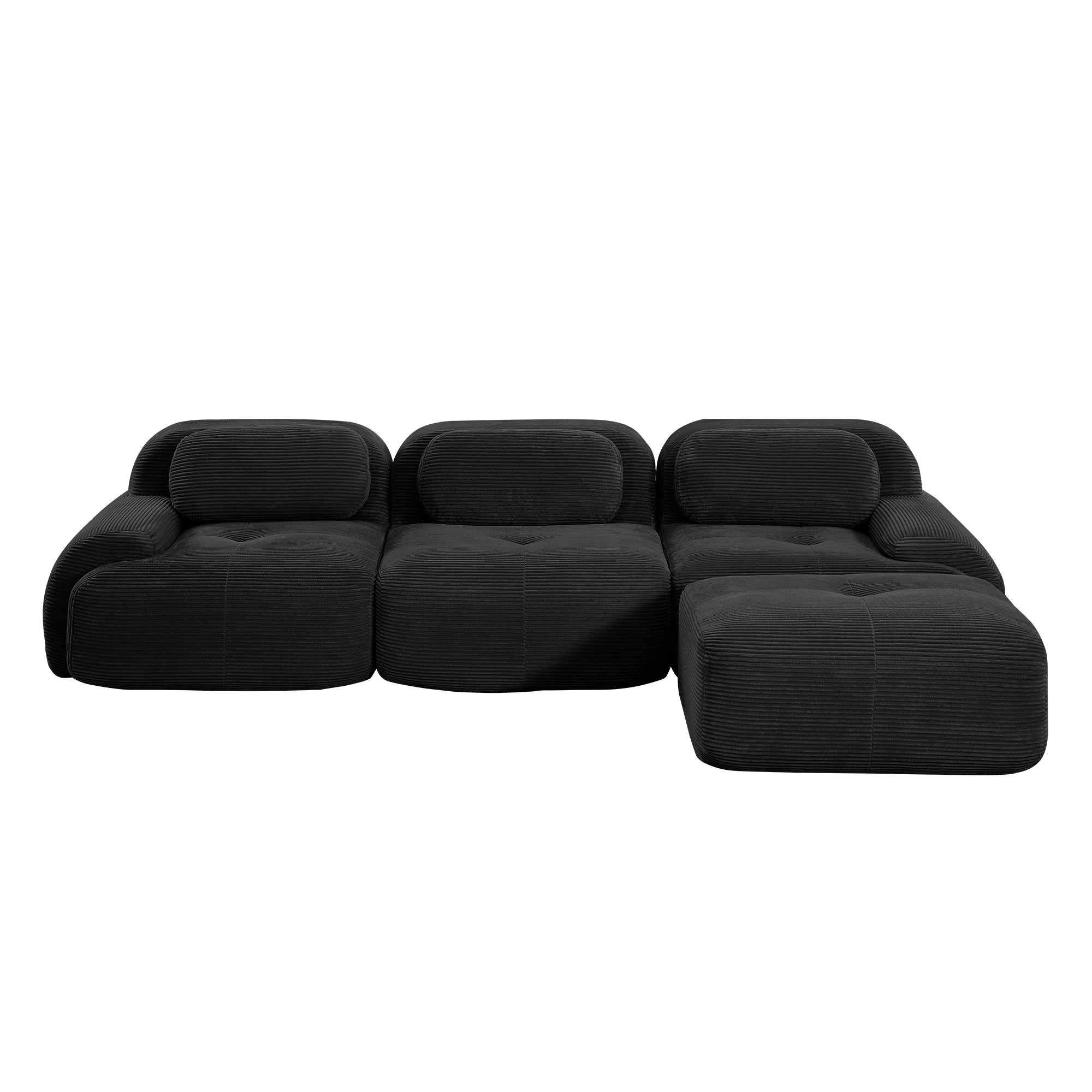 Anchorage 116" Modular Corduroy Cloud L-Shaped Sectional Sofa with Ottoman