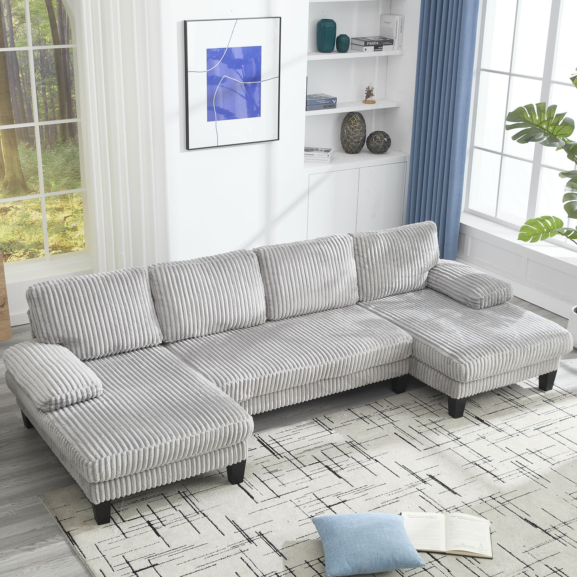 Spokane 114" U-Shaped 4 Seater Sectional Sofa with Double Chaise