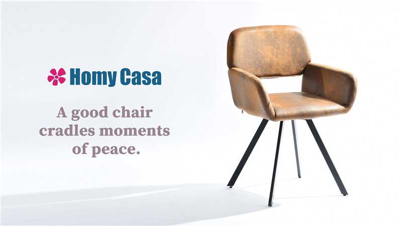 Homy Casa California Set of 2 Swivel Fabric Dining Chairs, Brown