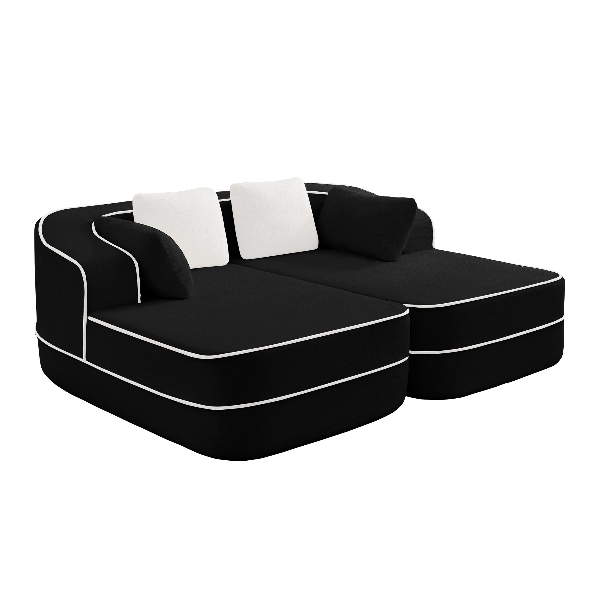 Gilbert 77.2" Teddy Fabric Sofa-in-a-Box with Double Chaise
