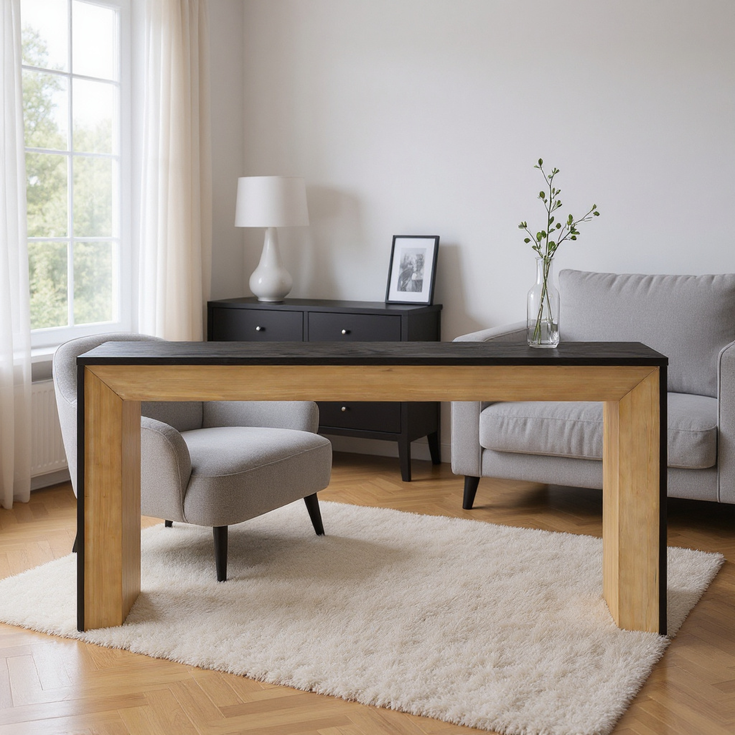 Elegant Console Table,Fireplace Design,Simple and Functional with High-Quality Wood Veneer Top ,Versatile for Hallway, Living Room