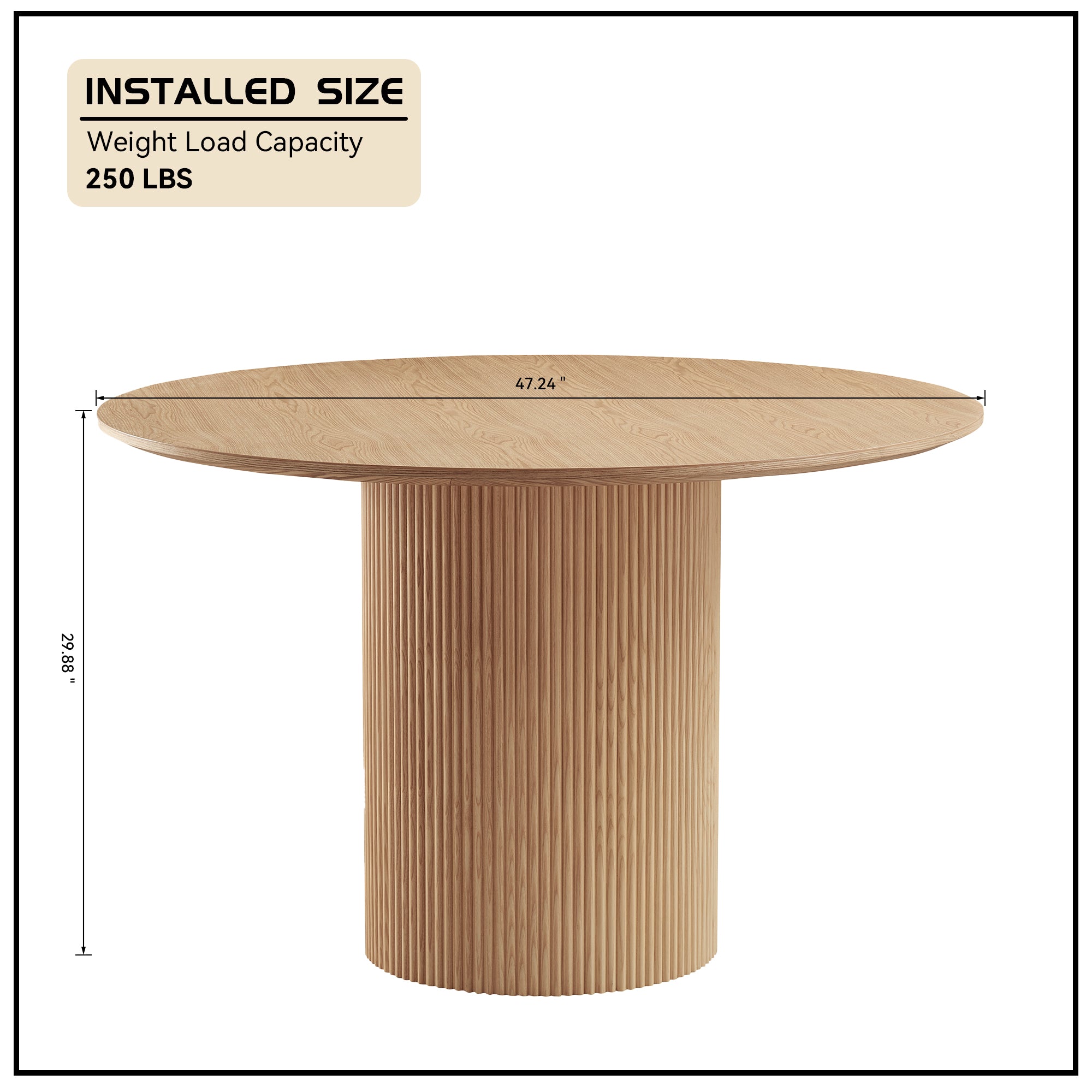 Lucerne 47" Wood Round Dining Table