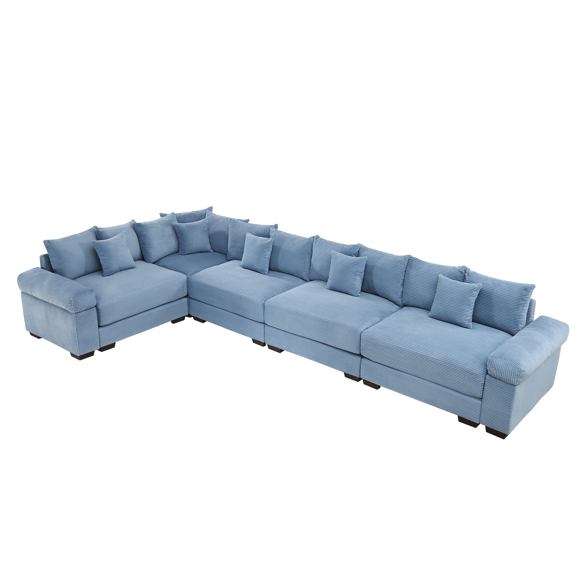 Albany 155" Modular Corduroy Oversized Cloud L-Shaped Sectional Sofa with Ottoman