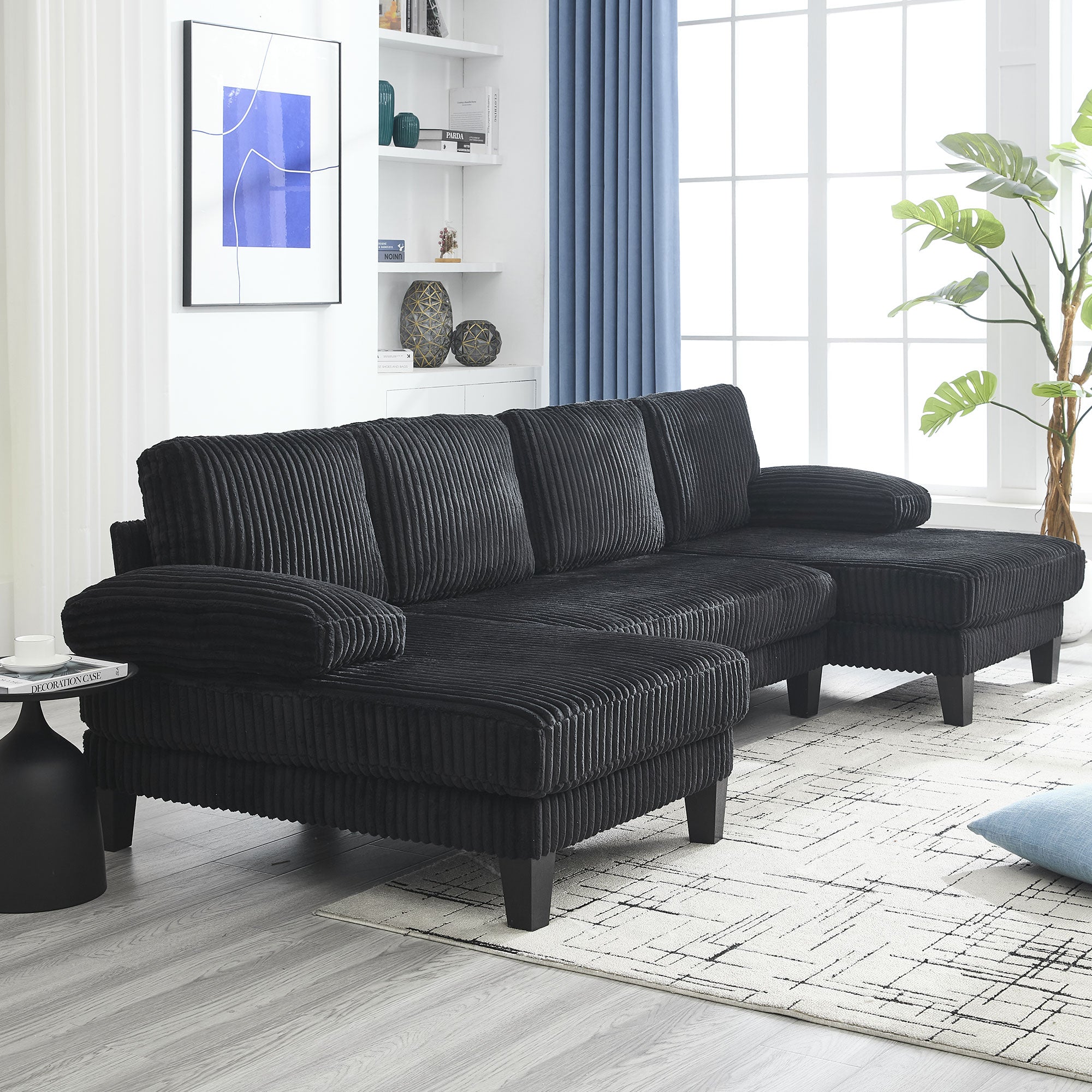 Spokane 114" U-Shaped 4 Seater Sectional Sofa with Double Chaise