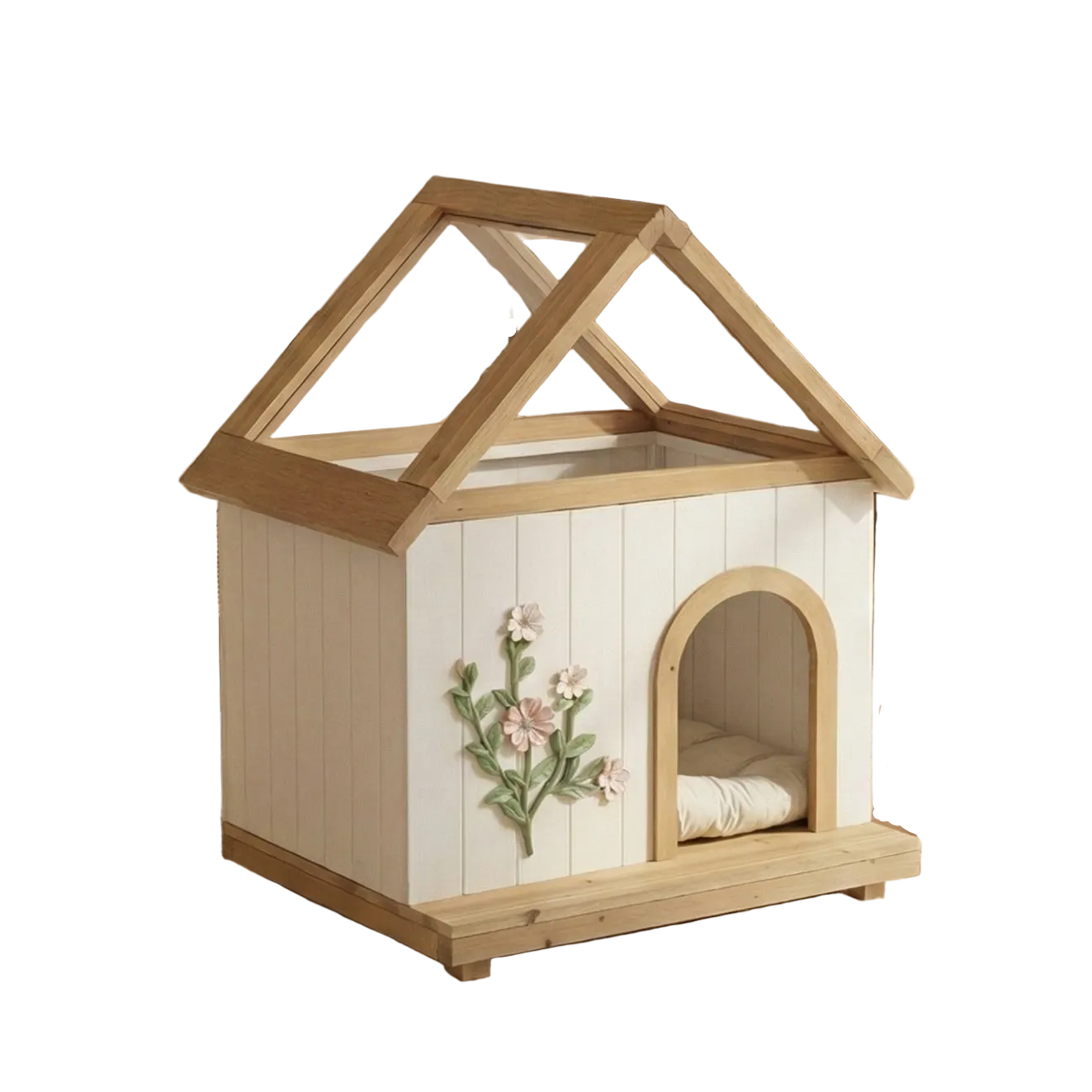 Hilltop 27" Wood Pet House for Small Dogs & Cats with Crystal Clear Roof