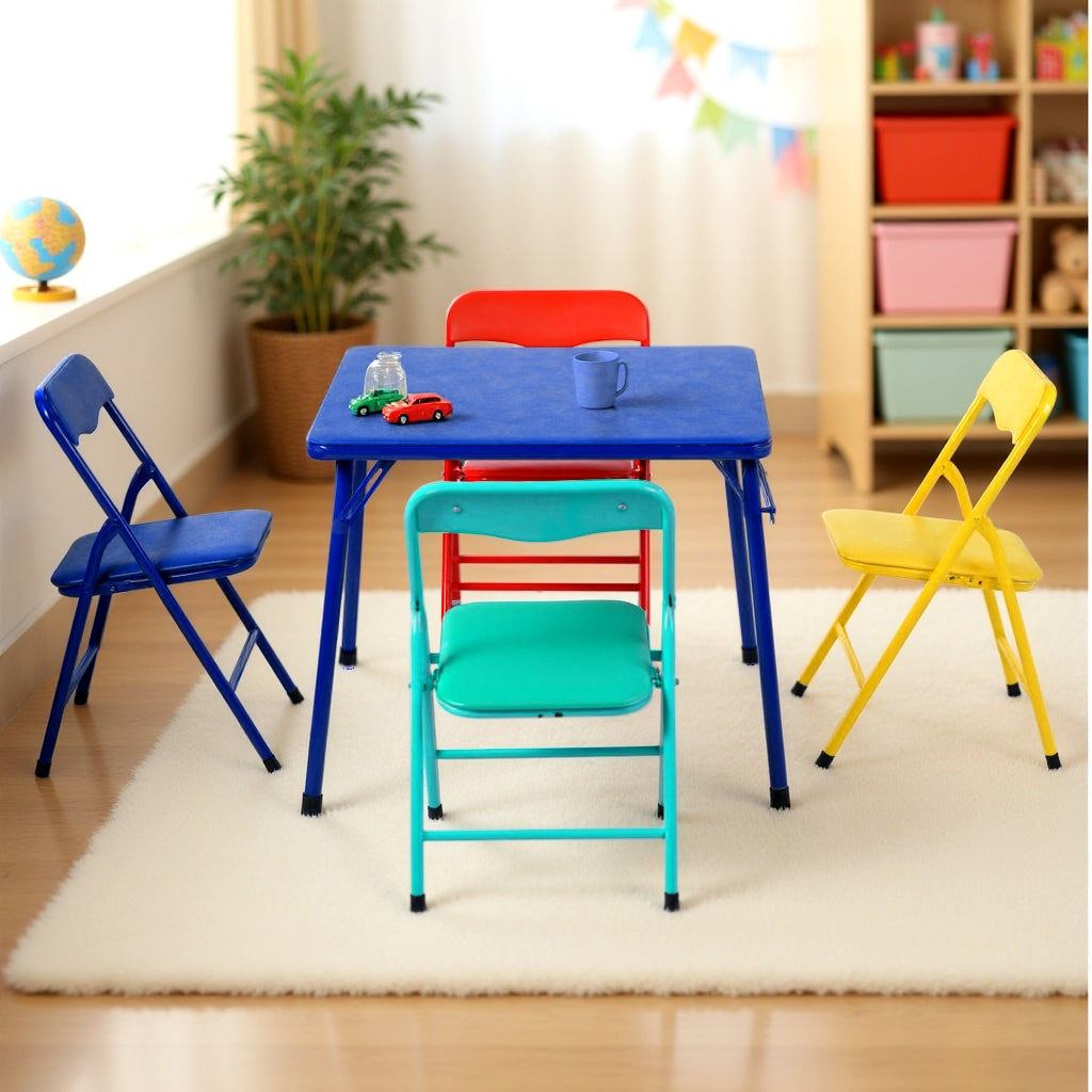 Page Multicolor Small Folding Table and Chair Set, Set of 3 or 5