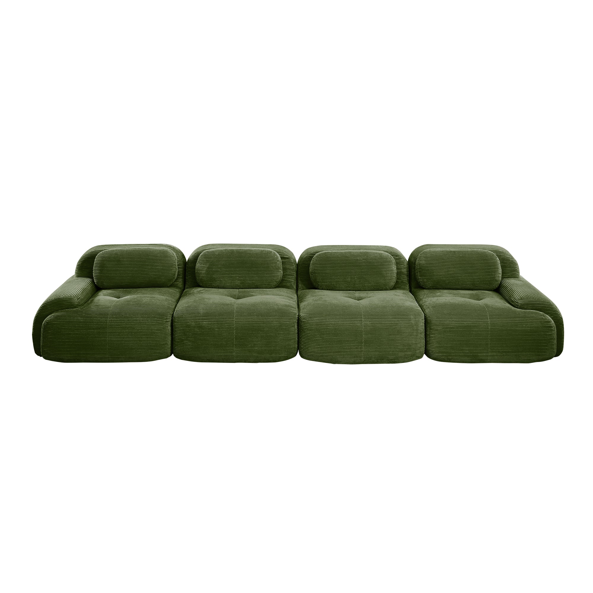 Anchorage 152" Modular Corduroy 4-Seater Sofa with Curved Armrest