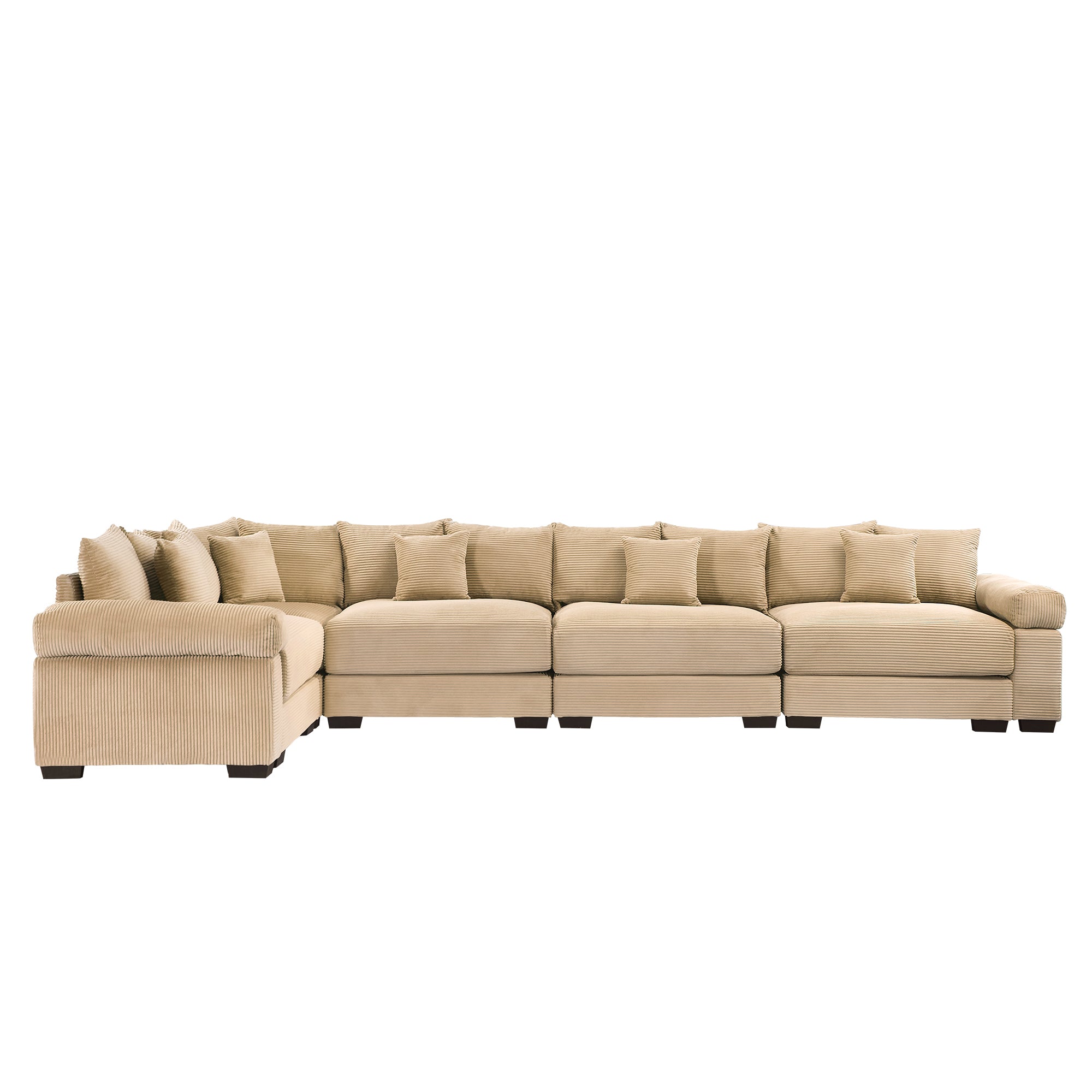 Albany 155" Modular Corduroy Oversized Cloud L-Shaped Sectional Sofa with Ottoman