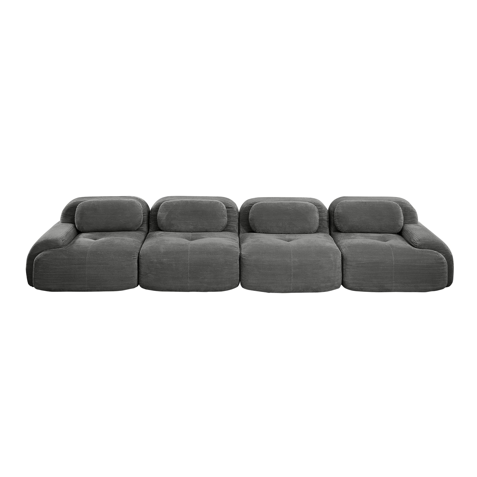Anchorage 152" Modular Corduroy 4-Seater Sofa with Curved Armrest