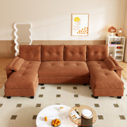 Clovis 105" U-Shaped Sleeper Sofa Bed with Chaise Lounge and Charging Port