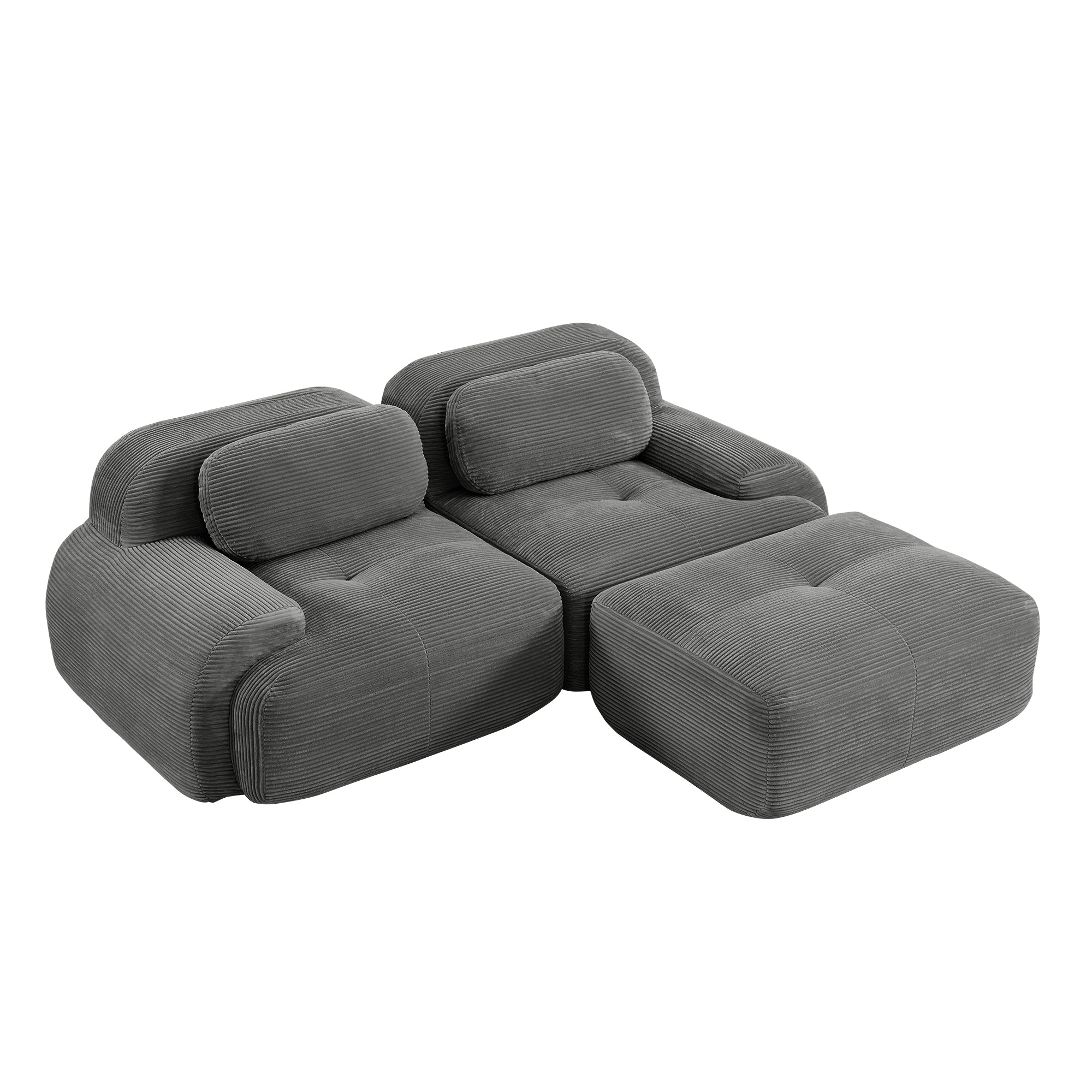 Anchorage 80" L-Shaped Modular Corduroy Cloud Sofa with Ottoman