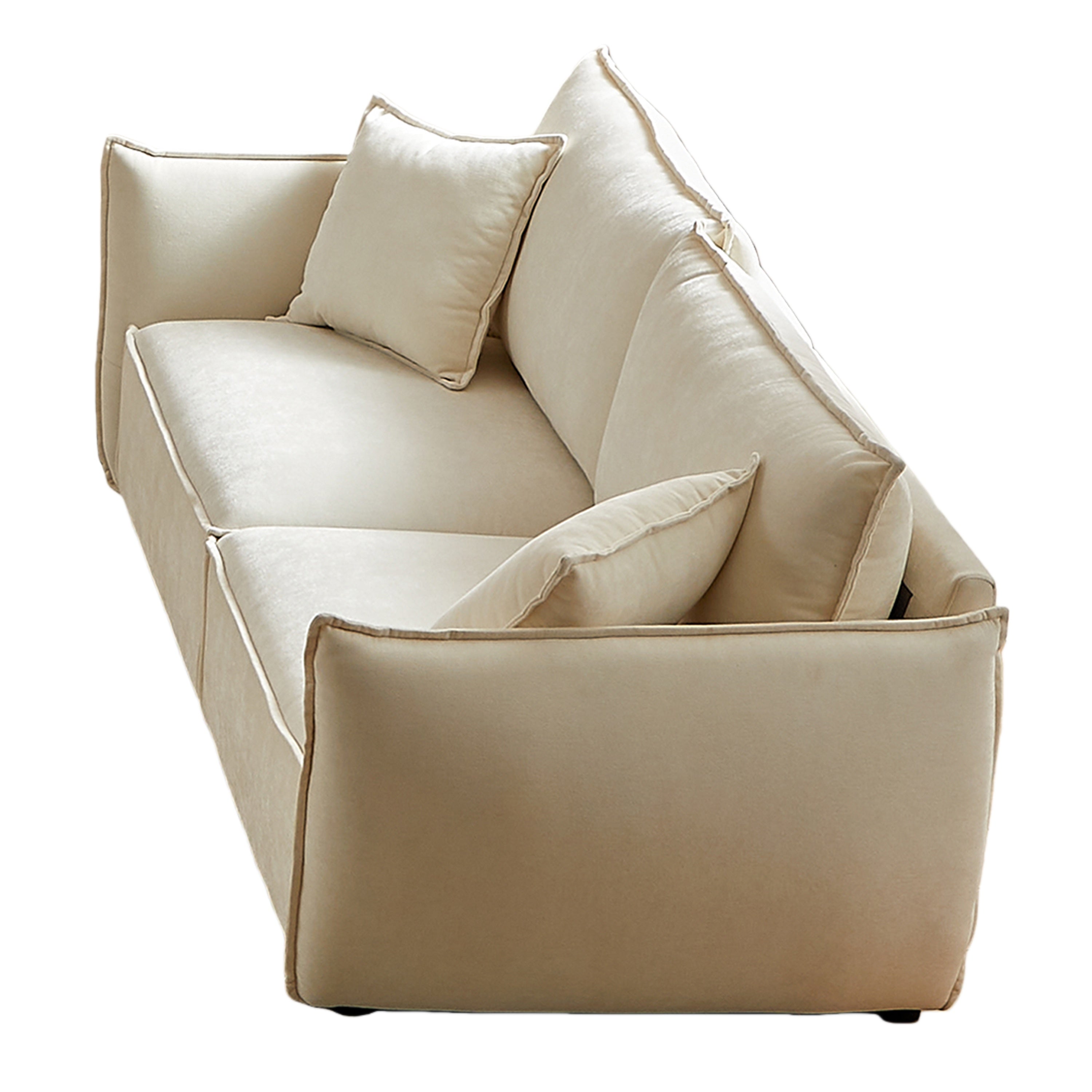 Phoenix 88" 3-Seater Linen Fabric Sofa, Beige
