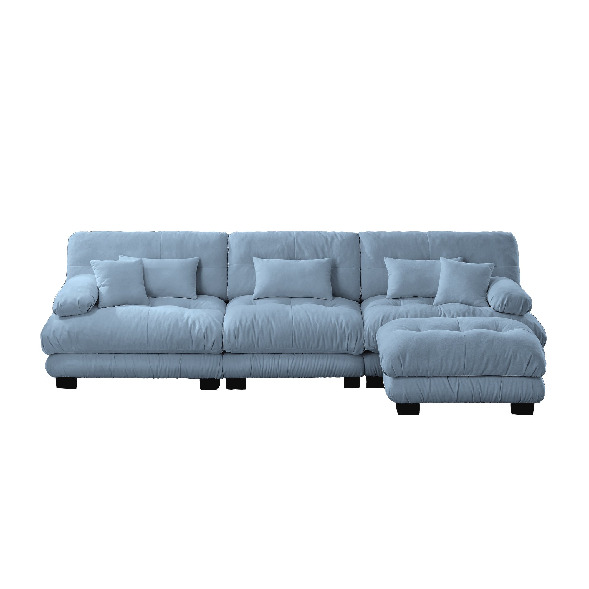 Monterey 134" Modular Chenille Cloud L-Shaped Sectional Sofa with Convertible Ottoman