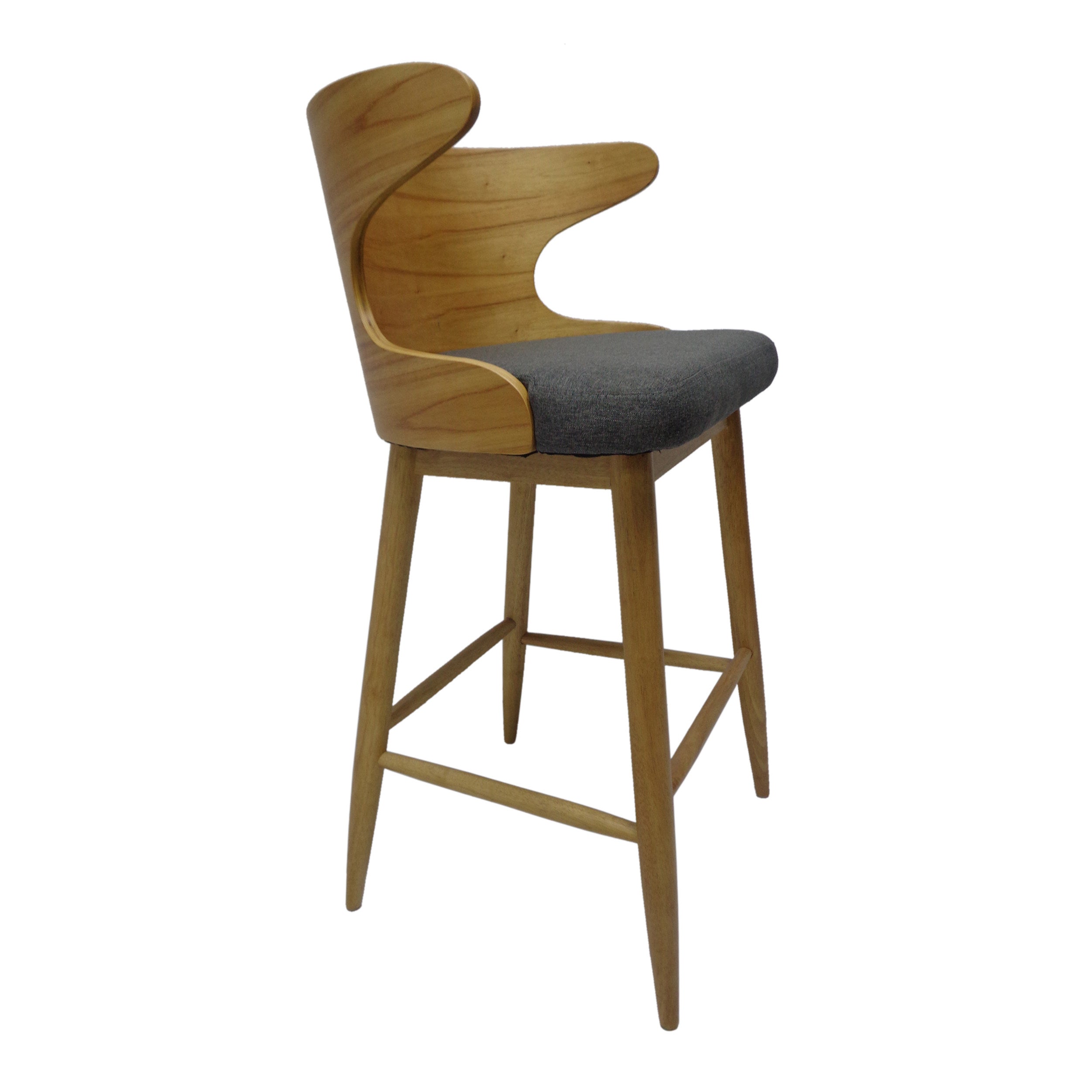Homy Casa Chianti Mid-Century Modern Soild Wood Barstool Set of 2