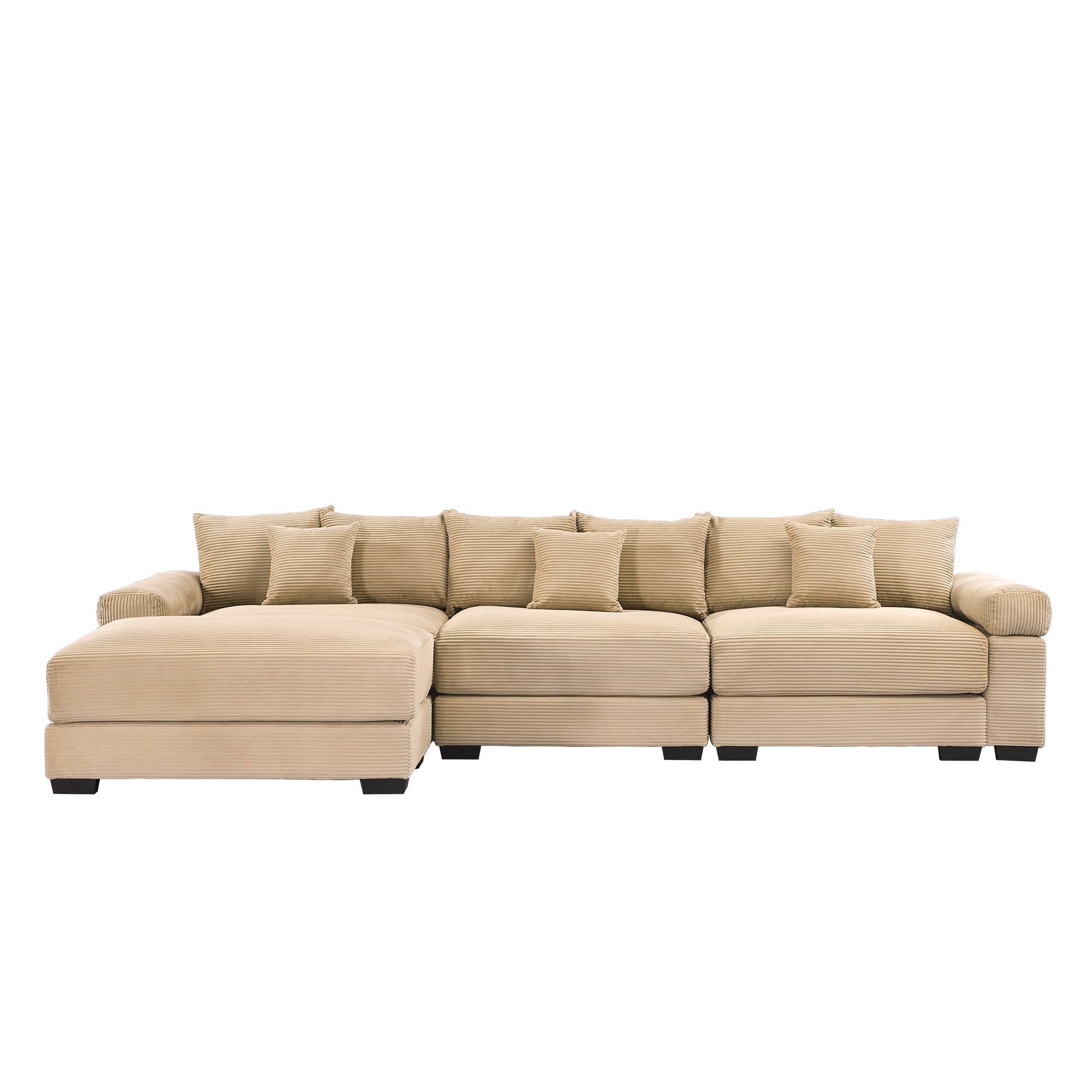 Albany 130" Modular Corduroy Oversized Cloud L-Shaped Sectional Sofa with Ottoman