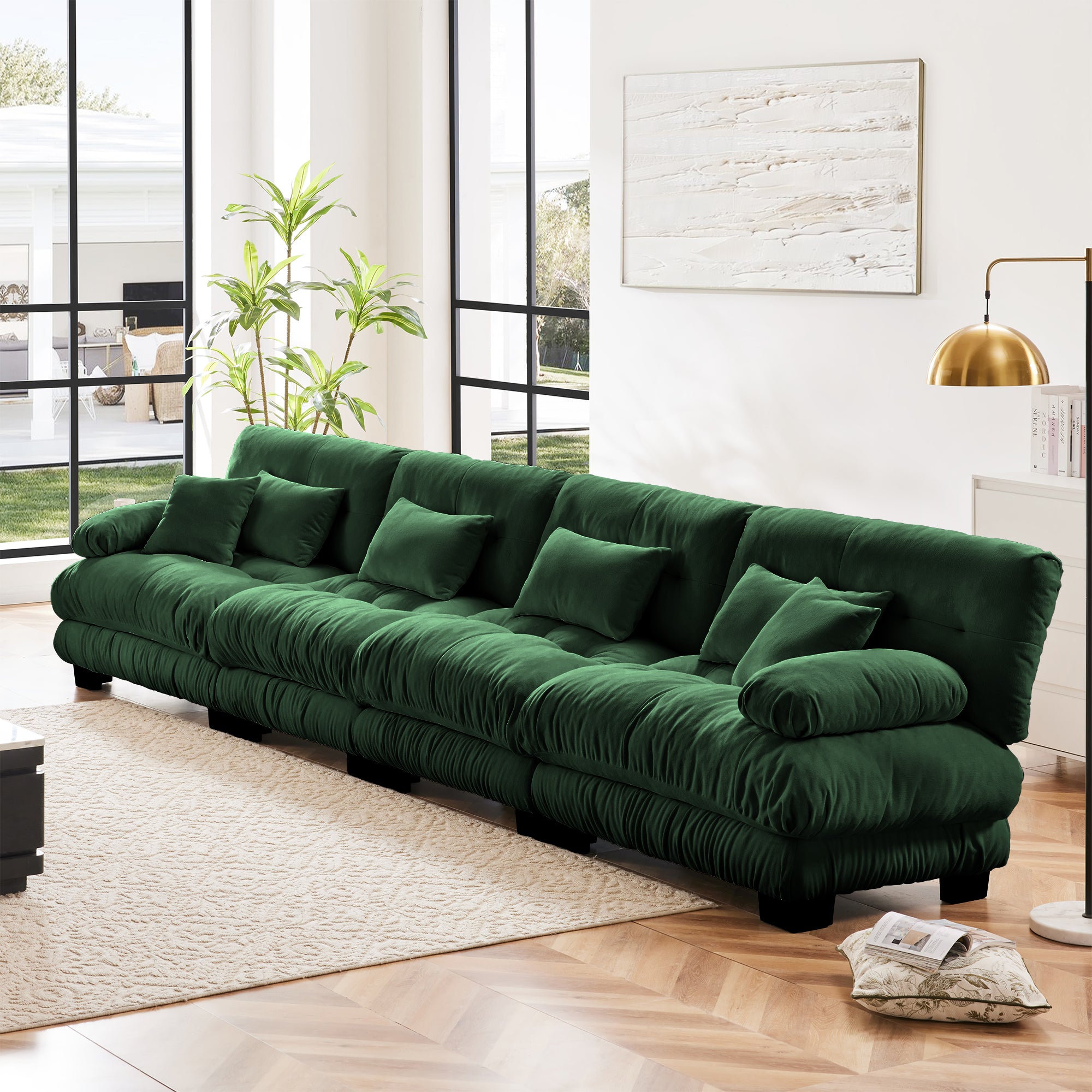 Monterey 173" Extra Large Modular Chenille Cloud Sectional Sofa with Bolstered Armrests