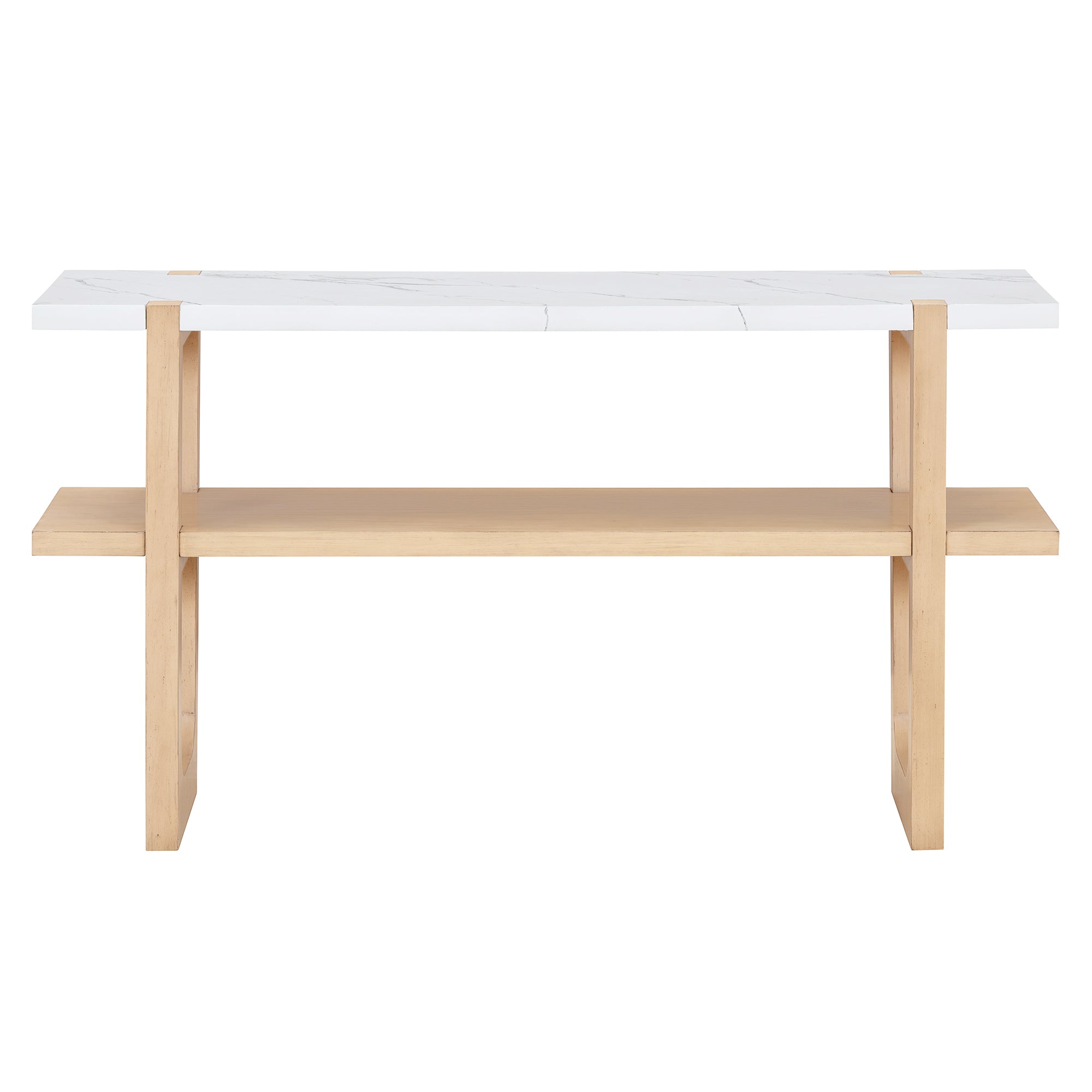 Ravenna Console Table Narrow Entryway Table with Open Shelf, Natural