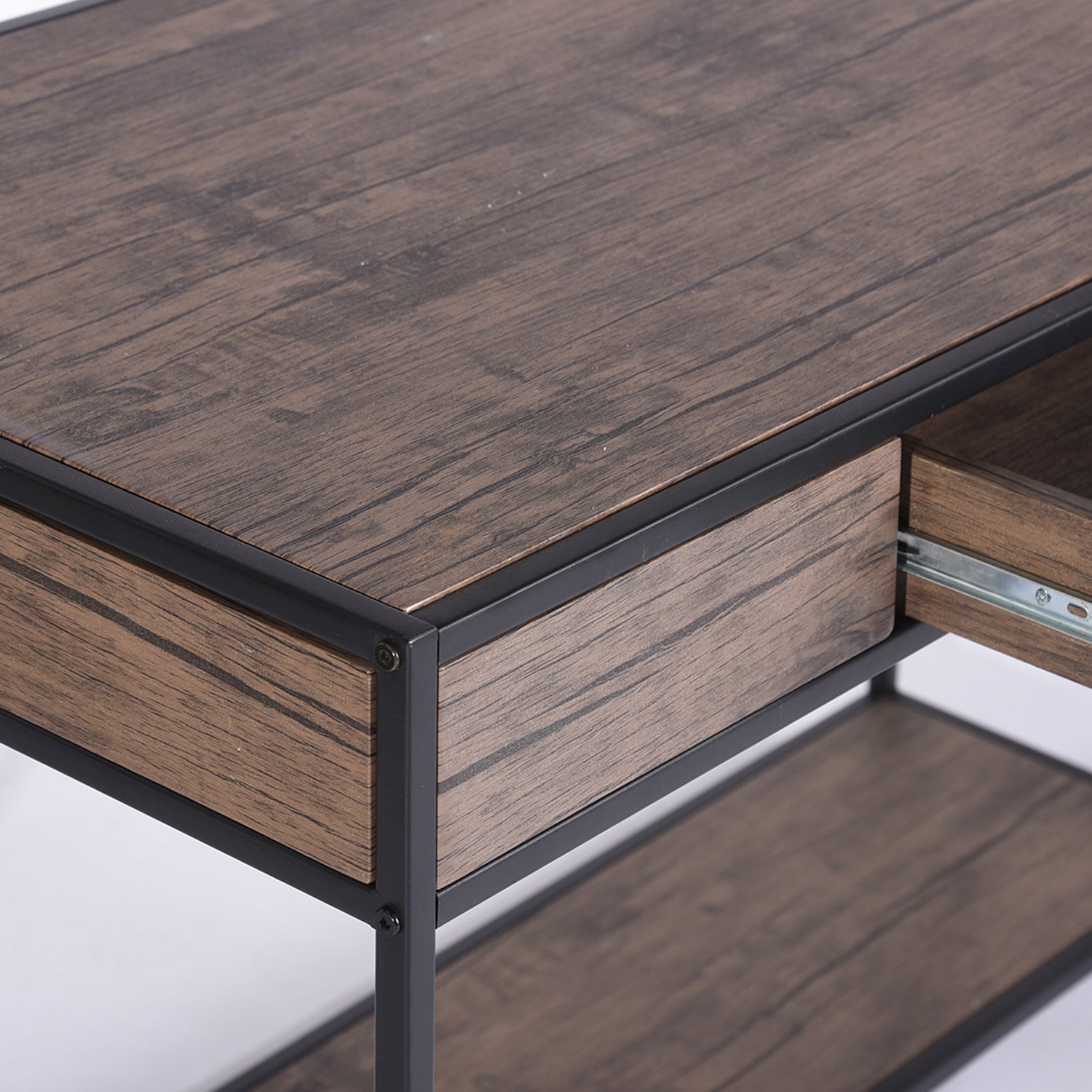 Homy Casa BLACKBURN 43.3” Industrial Desk with Drawer Computer Table Storage Shelf Vintage Brown Open Box