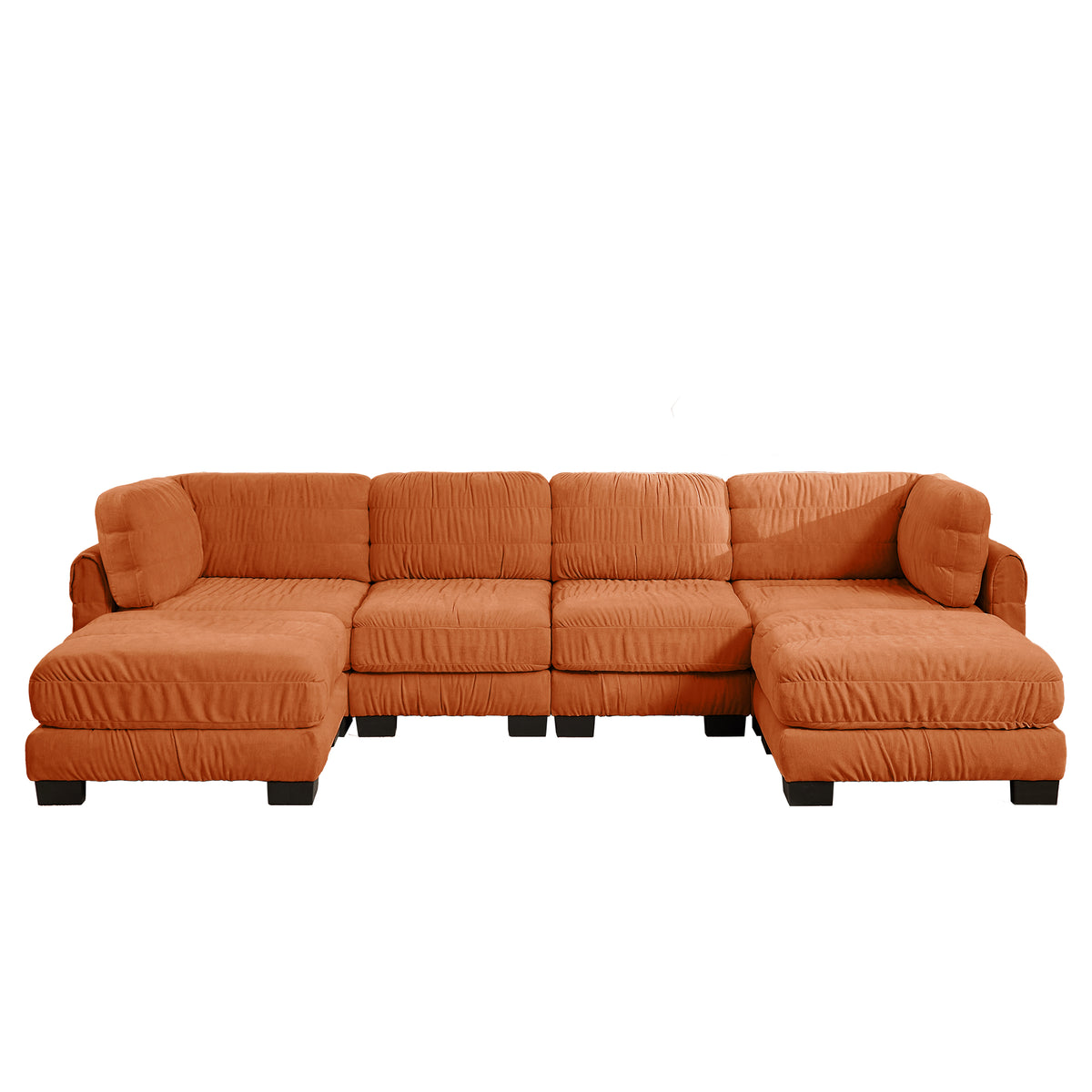 Reston 140" Modular U-Shaped Chenille Sectional Sofa with 2 Ottomans