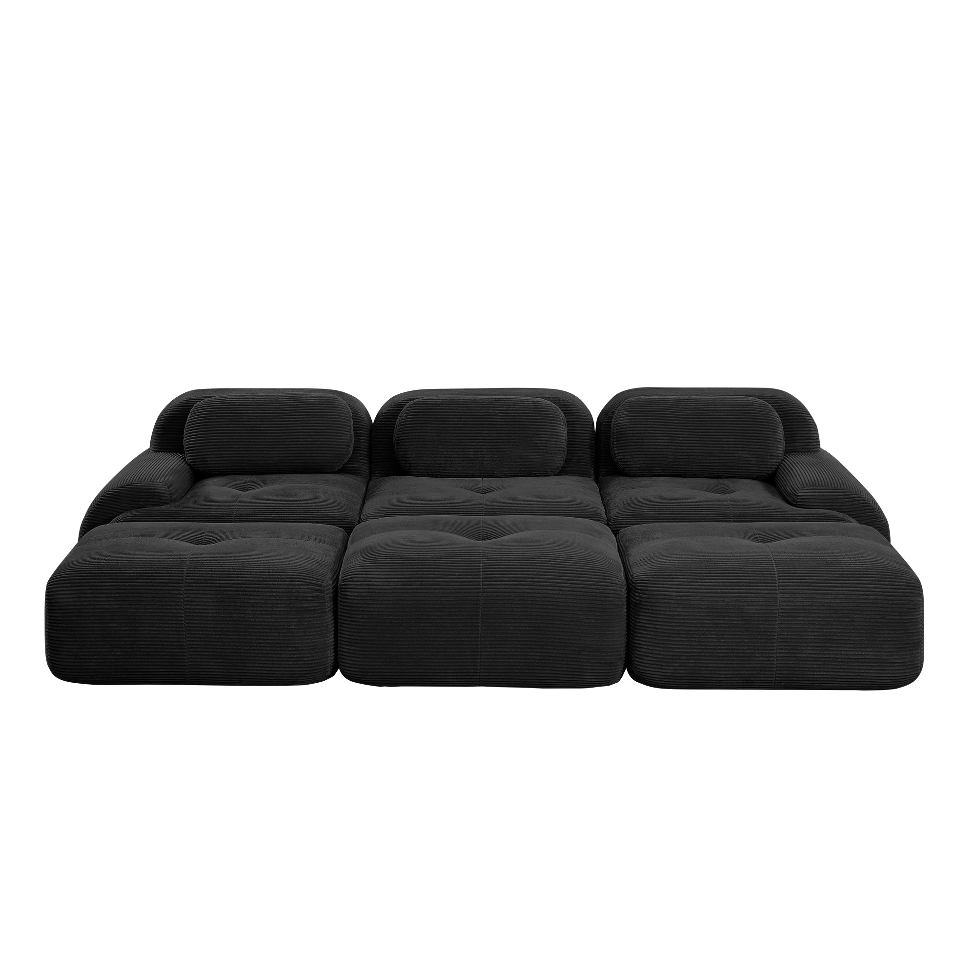 Anchorage 116" Corduroy Cloud Modular Sofa with Ottomans and Curved Armset
